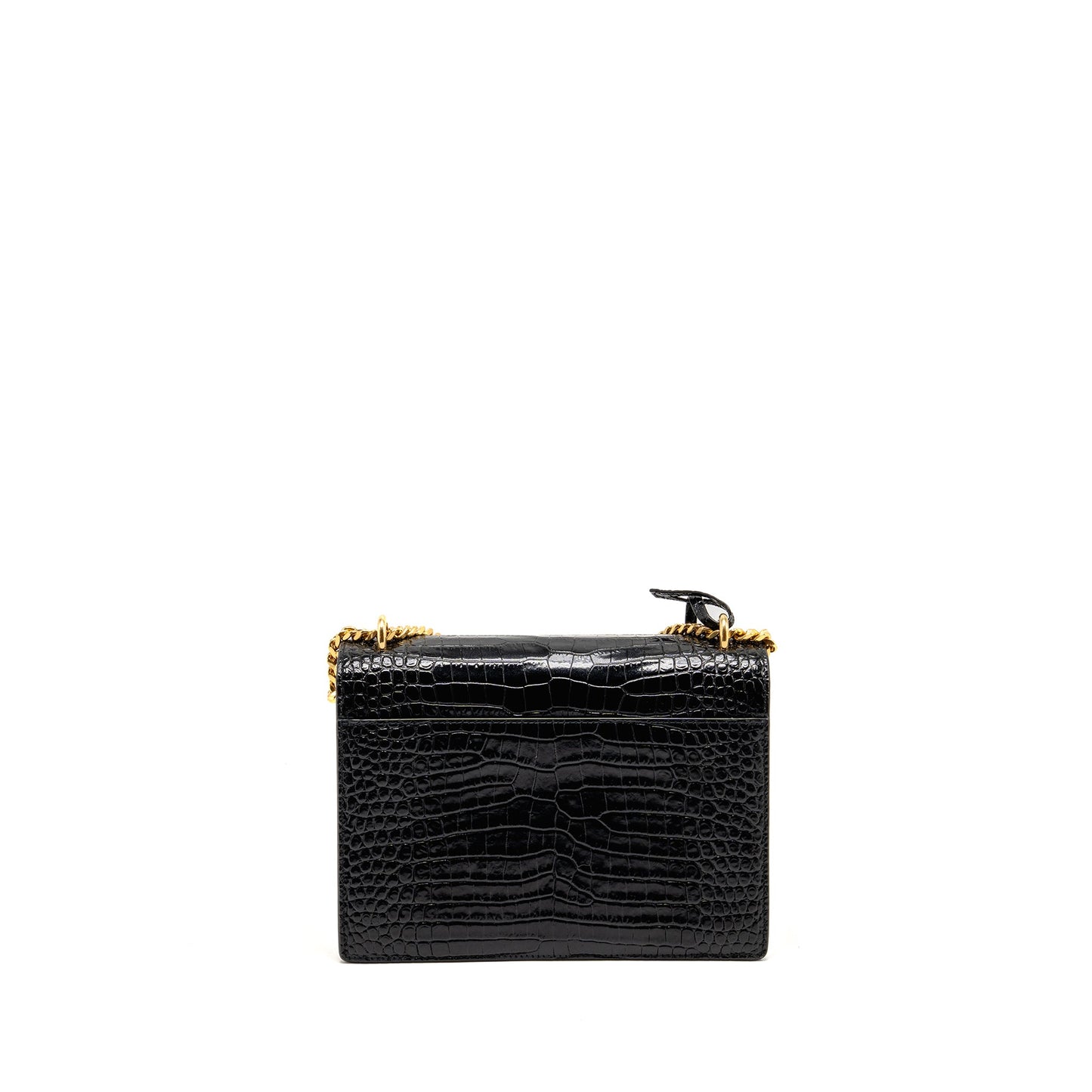 Saint Laurent/ Sunset Medium Crocodile-Embossed Calfskin Black