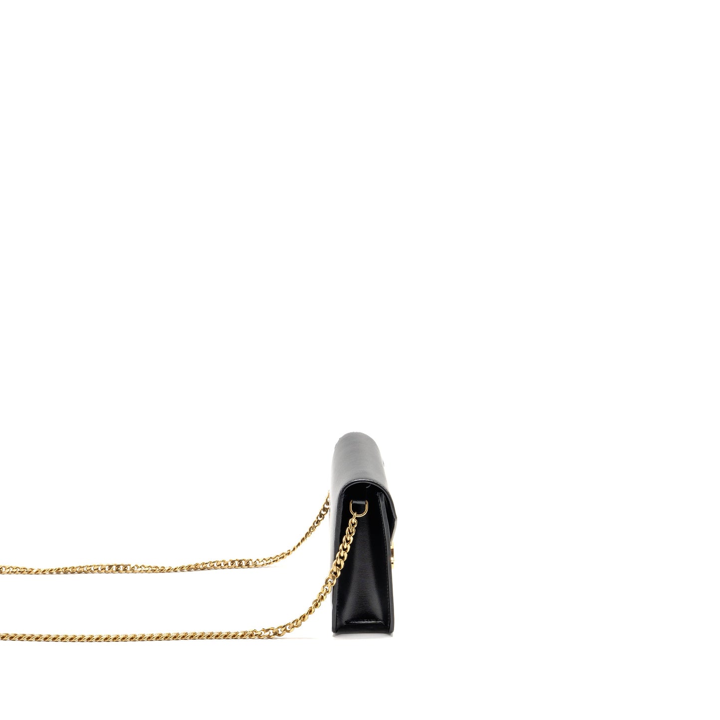 Celine Triomphe Wallet on Chain Margo Shiny Calfskin Black