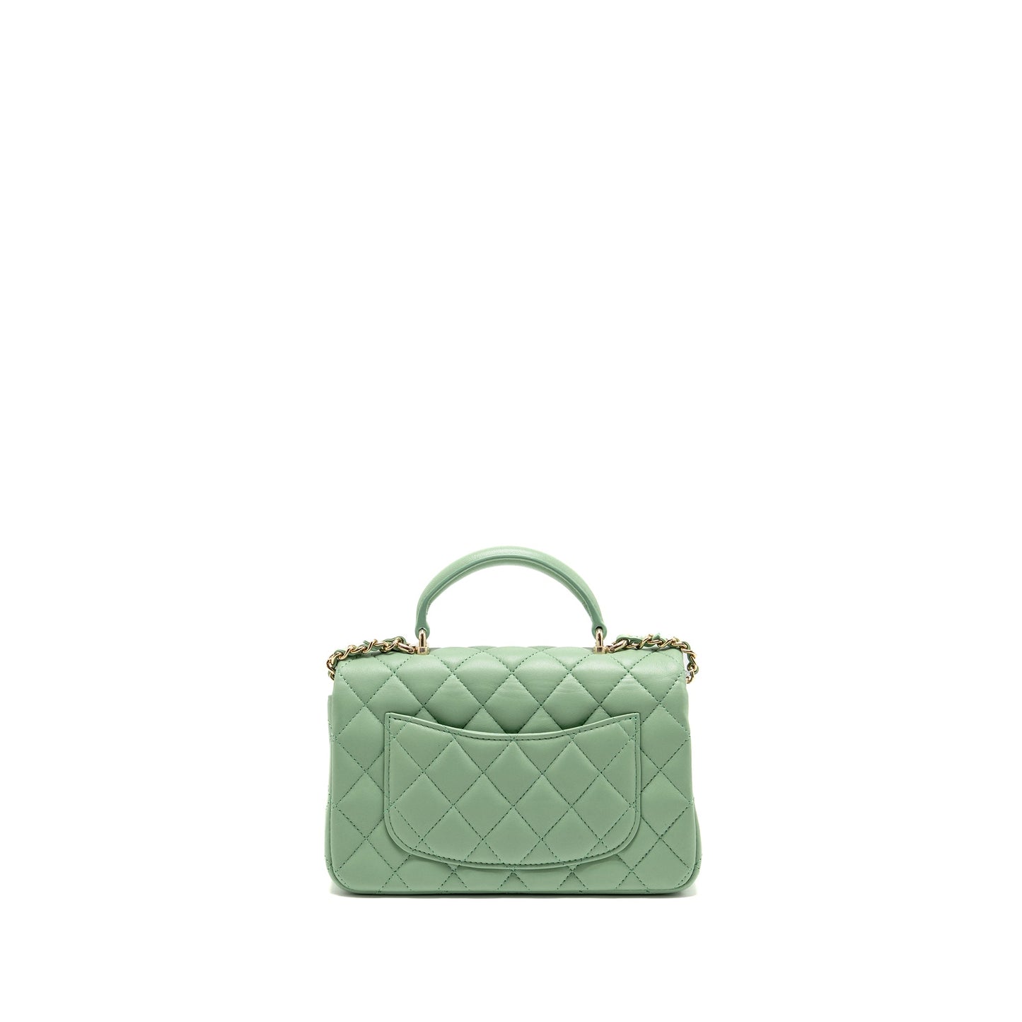 Chanel 23P Top Handle Mini Rectangular Lambskin Light Green LGHW (Microchip)
