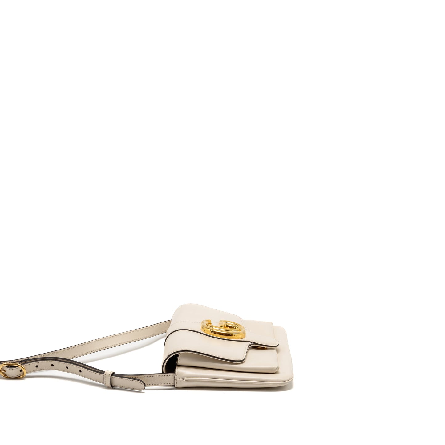 Gucci Small Arli Flap Purse Calfskin White