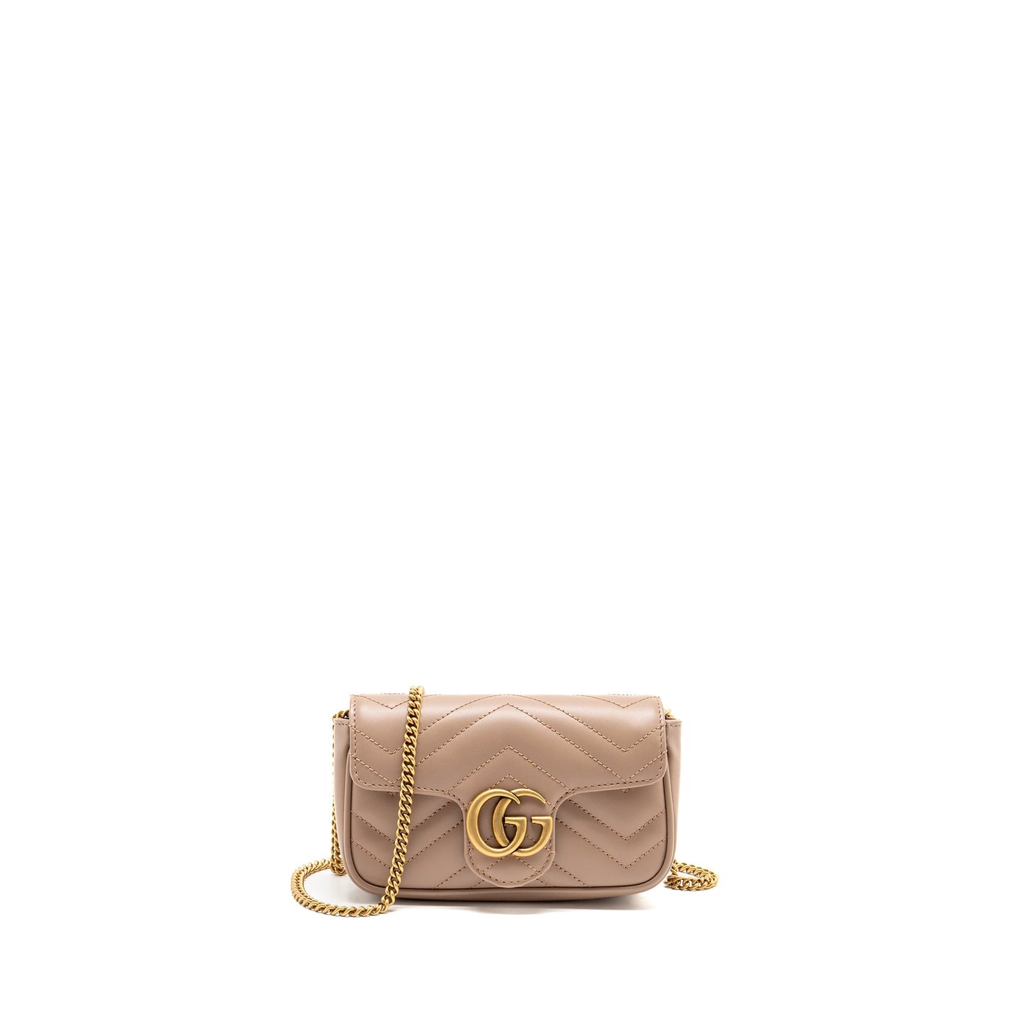 Gucci Marmont Mini Purse Chevron Leather Beige