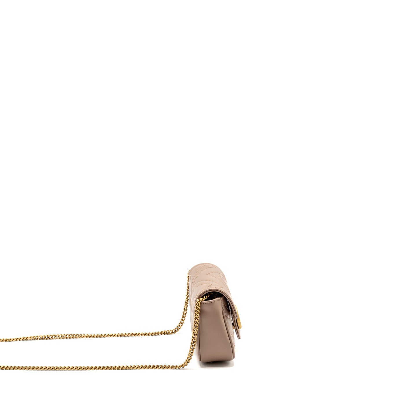 Gucci Marmont Mini Purse Chevron Leather Beige