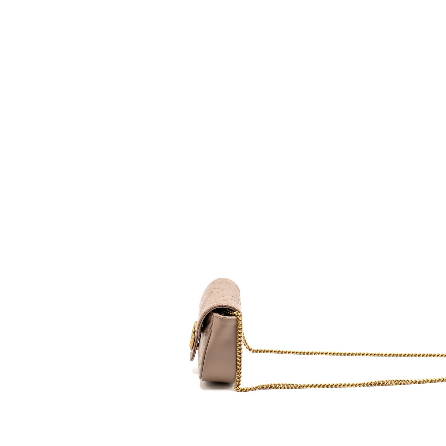 Gucci Marmont Mini Purse Chevron Leather Beige
