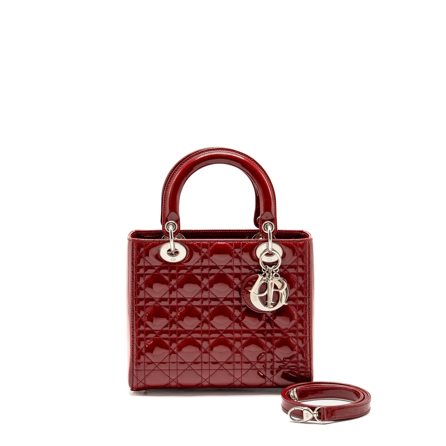 Dior Medium Lady Dior Patent Red
