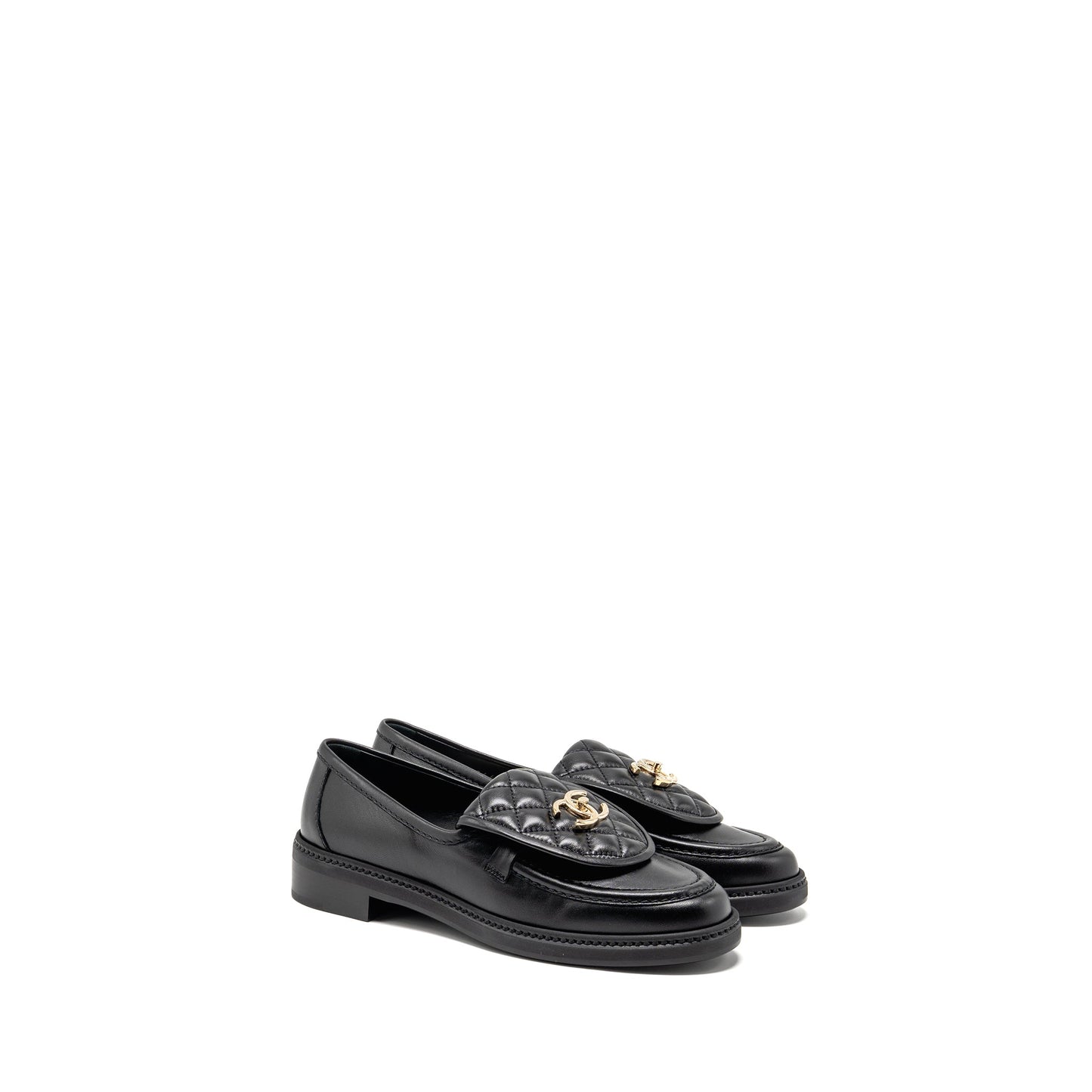 Chanel Size 39 Turnlock Loafer Lambskin Black LGHW