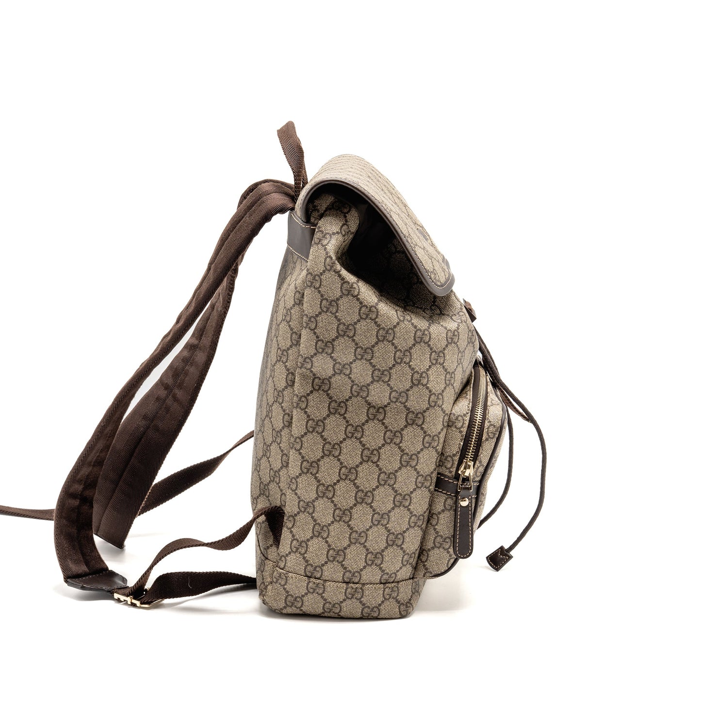 Gucci Single Buckle Backpack Supreme Canvas Brown