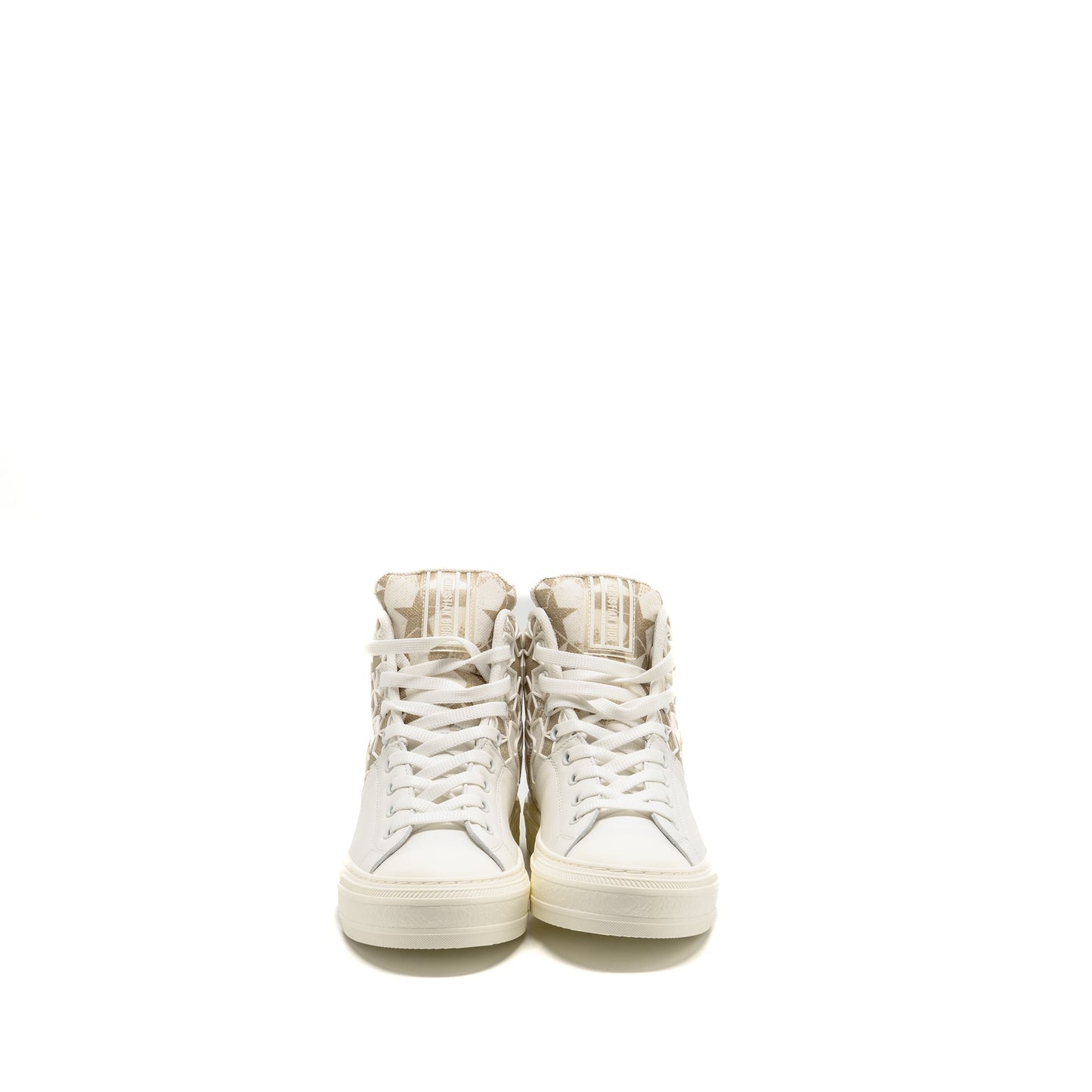 Dior Size 37 WalkâNâDior Hightop Star Sneaker Leather Gold/White