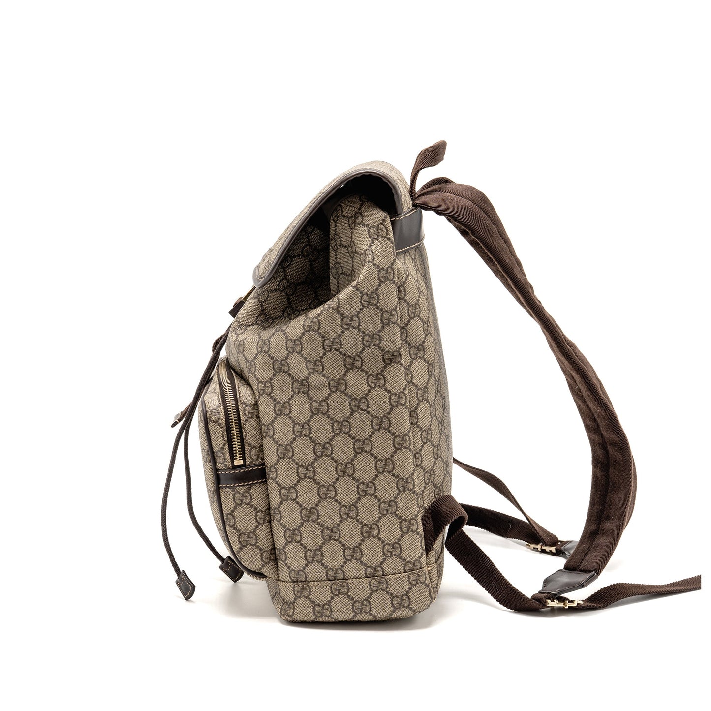 Gucci Single Buckle Backpack Supreme Canvas Brown