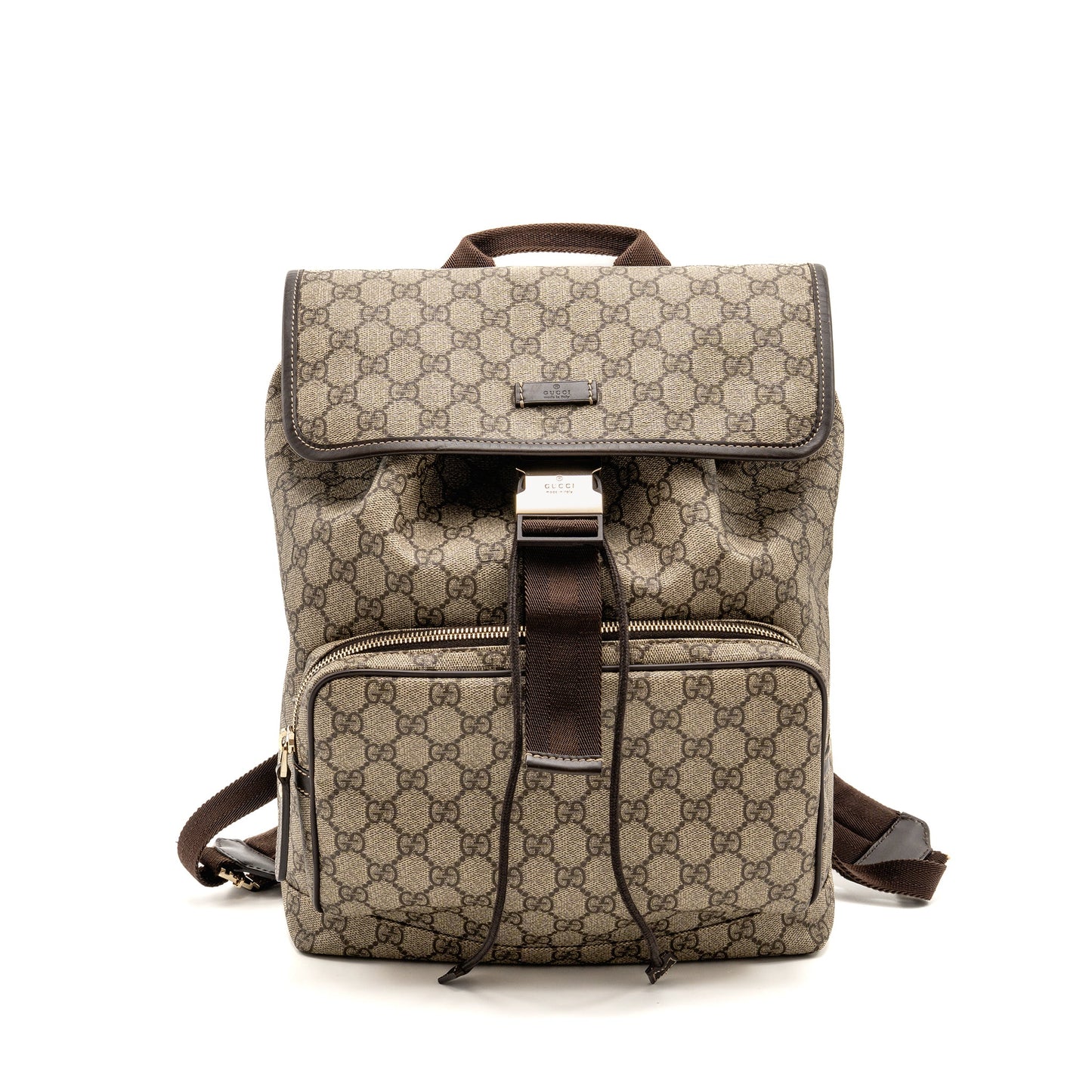 Gucci Single Buckle Backpack Supreme Canvas Brown