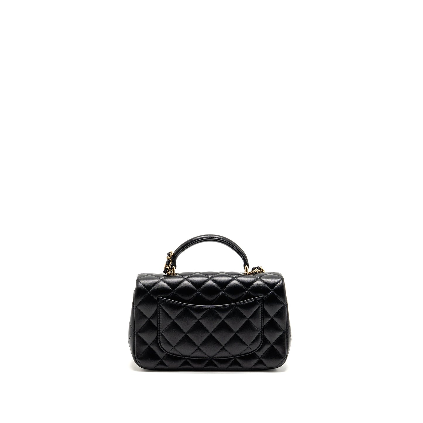 Chanel Top Handle Mini Rectangular Lambskin Black LGHW (Microchip)
