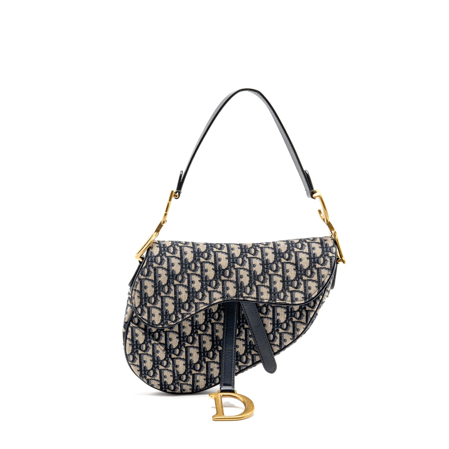 Dior Medium Saddle Purse Blue Oblique Canvas/Calfskin