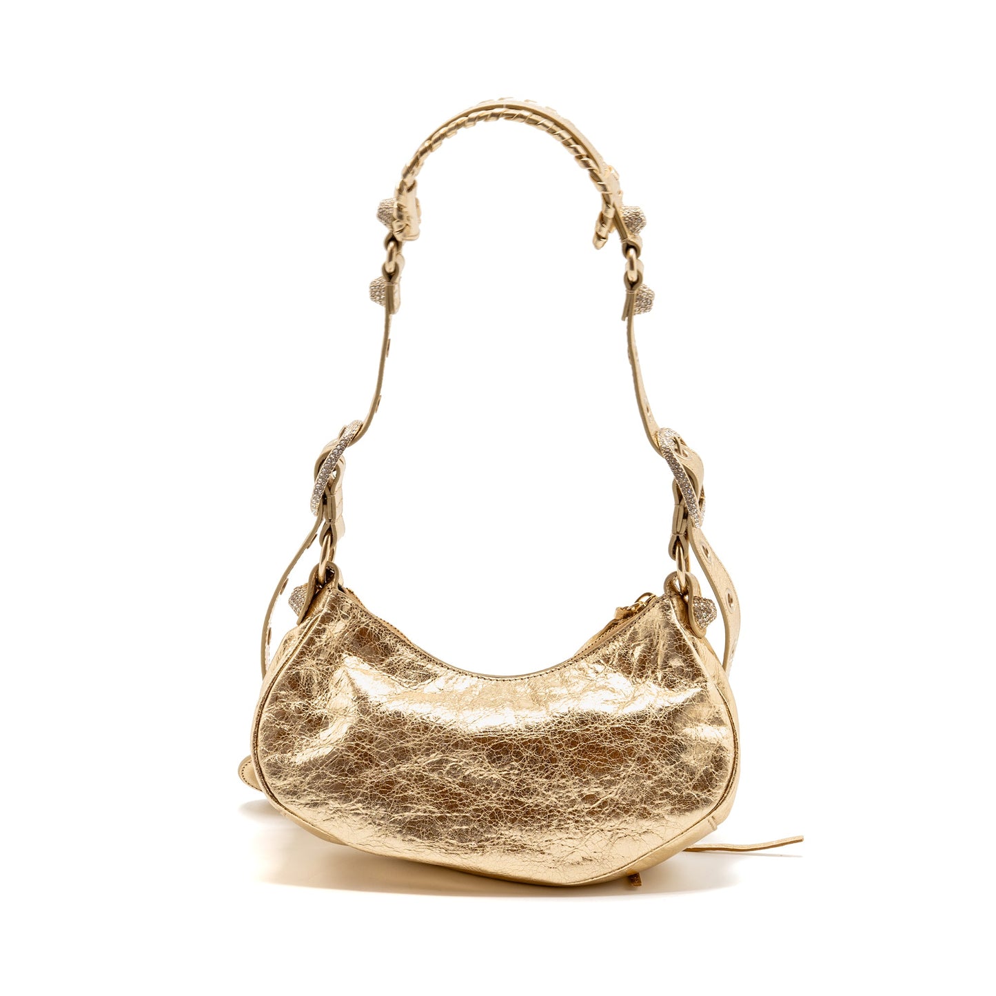 Balenciaga Le Cagole xs Mini Purse Arena Cracked Lambskin Gold