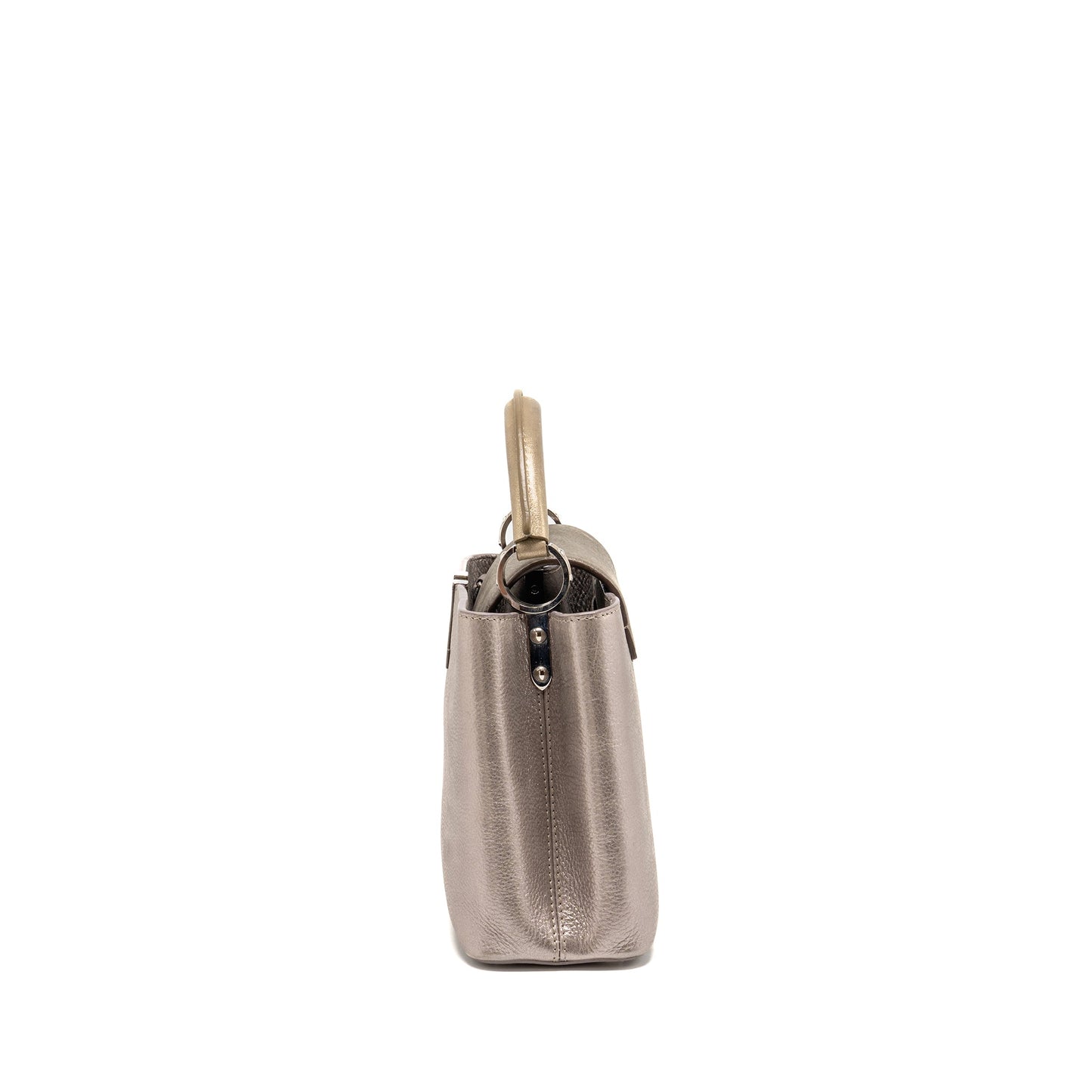 Louis Vuitton Capucines Leather Metallic Silver