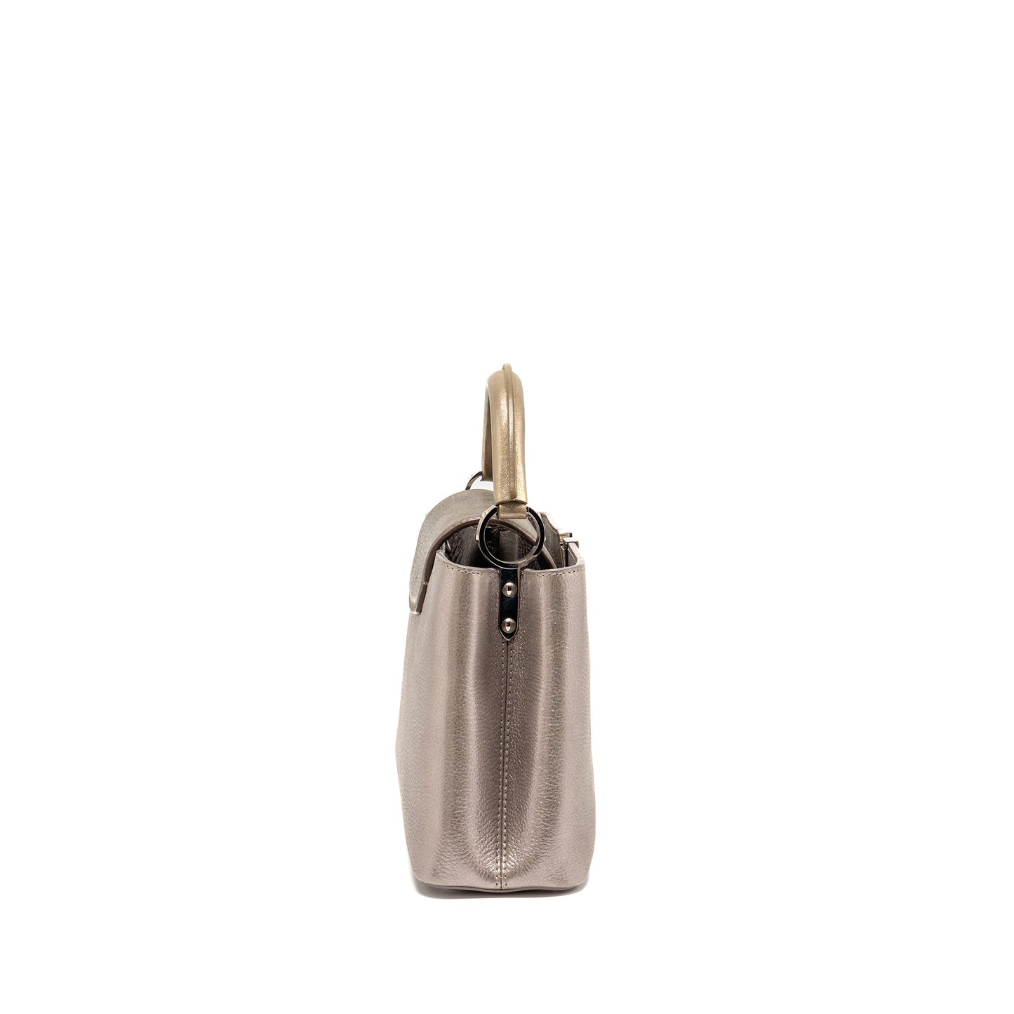 Louis Vuitton Capucines Leather Metallic Silver