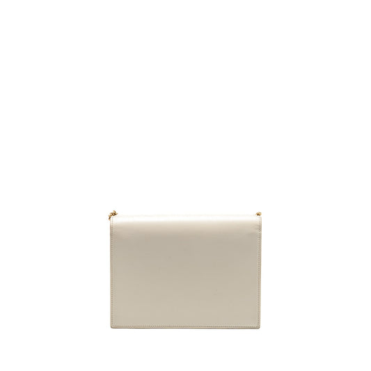 Saint Laurent/ Cassandra Chain Wallet Grained Calfskin Creamy White
