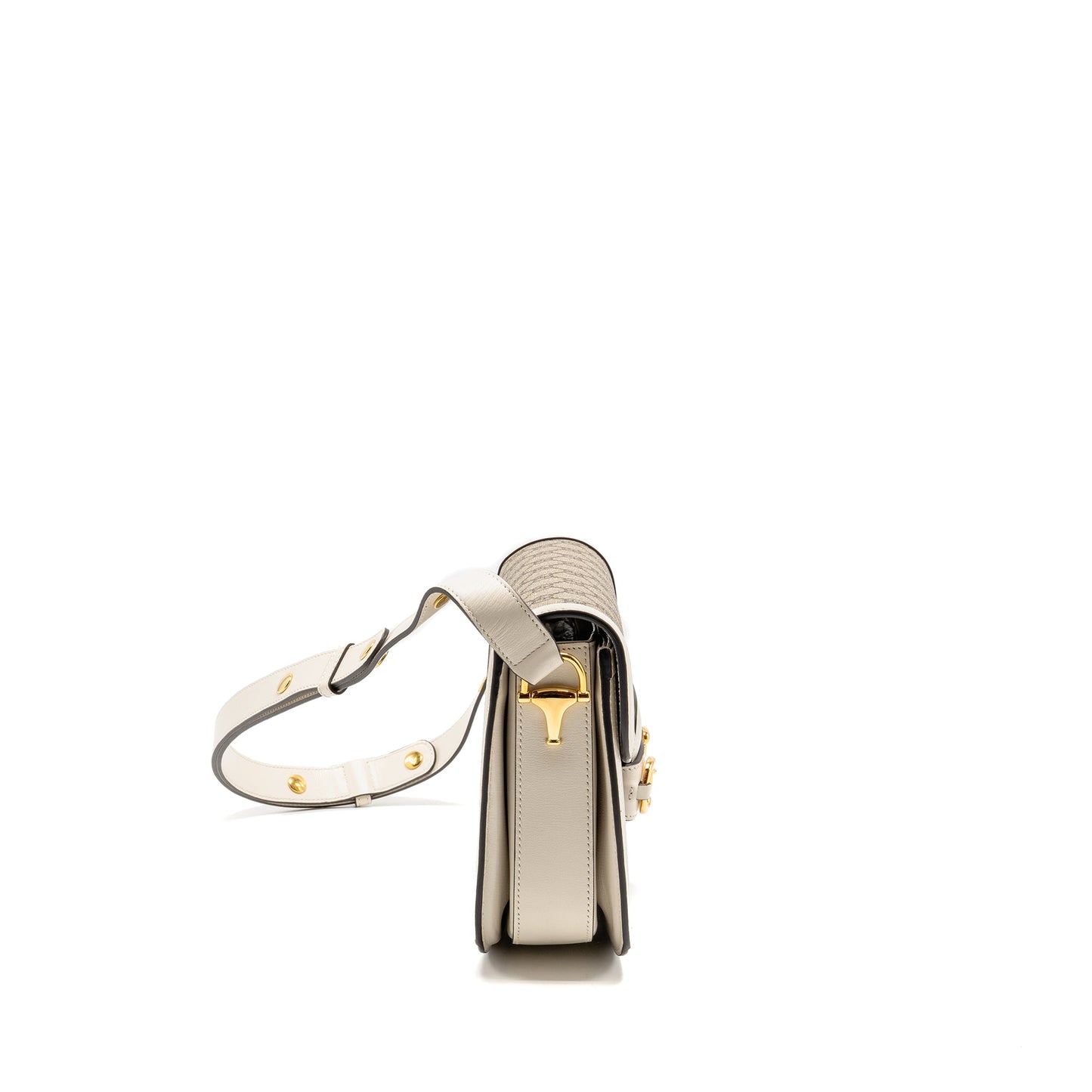GUCCI Horsebit 1955 Mini Purse Supreme Canvas/Leather Beige/White