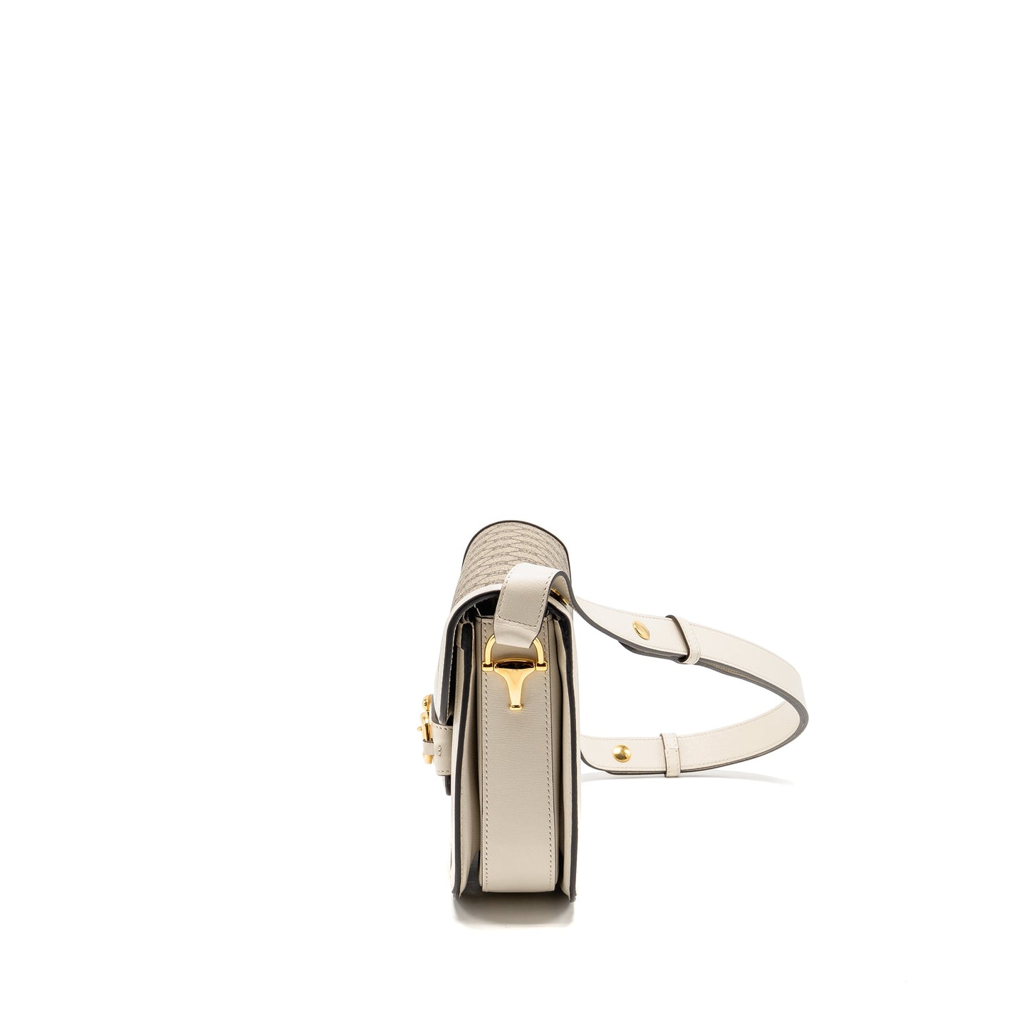 GUCCI Horsebit 1955 Mini Purse Supreme Canvas/Leather Beige/White