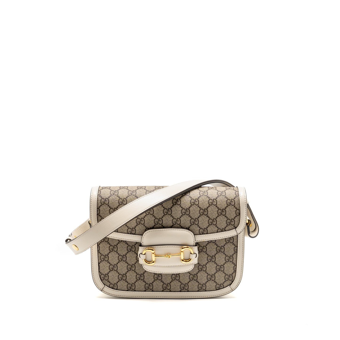 GUCCI Horsebit 1955 Mini Purse Supreme Canvas/Leather Beige/White