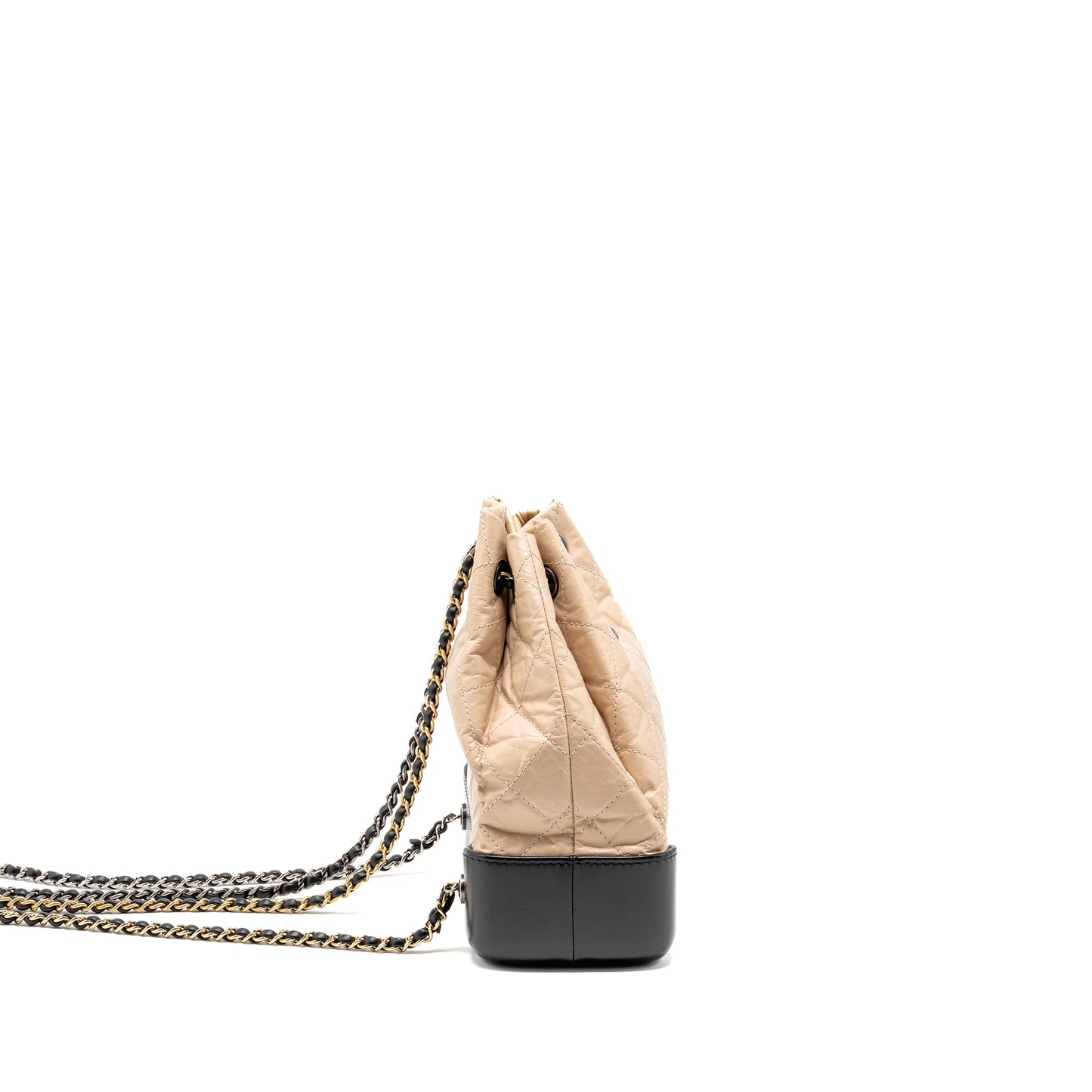 Chanel Small Gabrielle Backpack Aged Calfskin Beige/ Black Multicolour Hardware