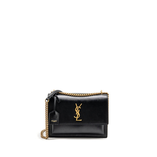 Saint Laurent/ Medium Sunset Purse Smooth Leather Black