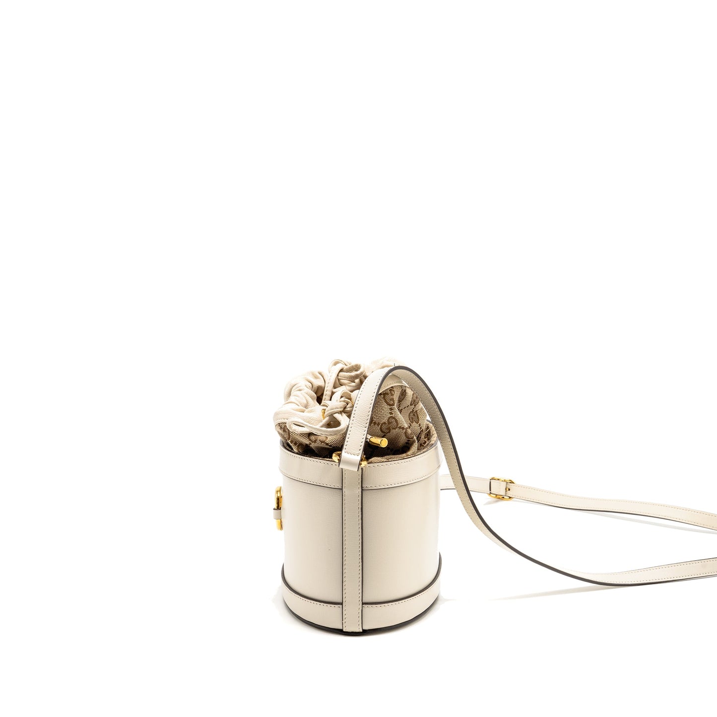 Gucci Horsebit 1955 Bucket Purse Calfskin/Canvas Beige/White
