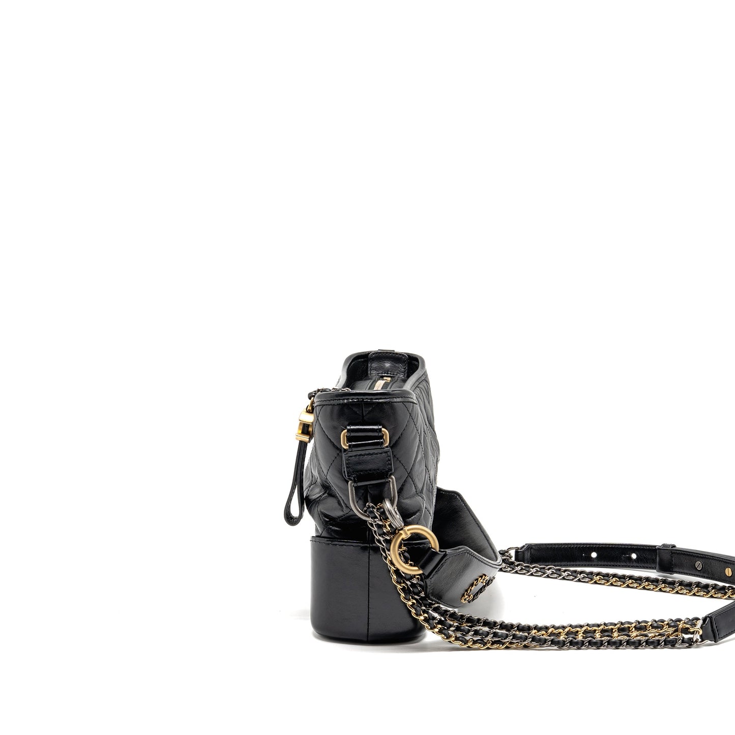 Chanel New Medium Gabrielle Hobo Bag with Top Handle Calfskin Black Multicolour Hardware