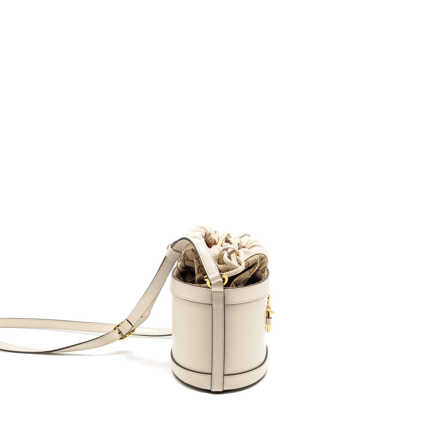 Gucci Horsebit 1955 Bucket Purse Calfskin/Canvas Beige/White
