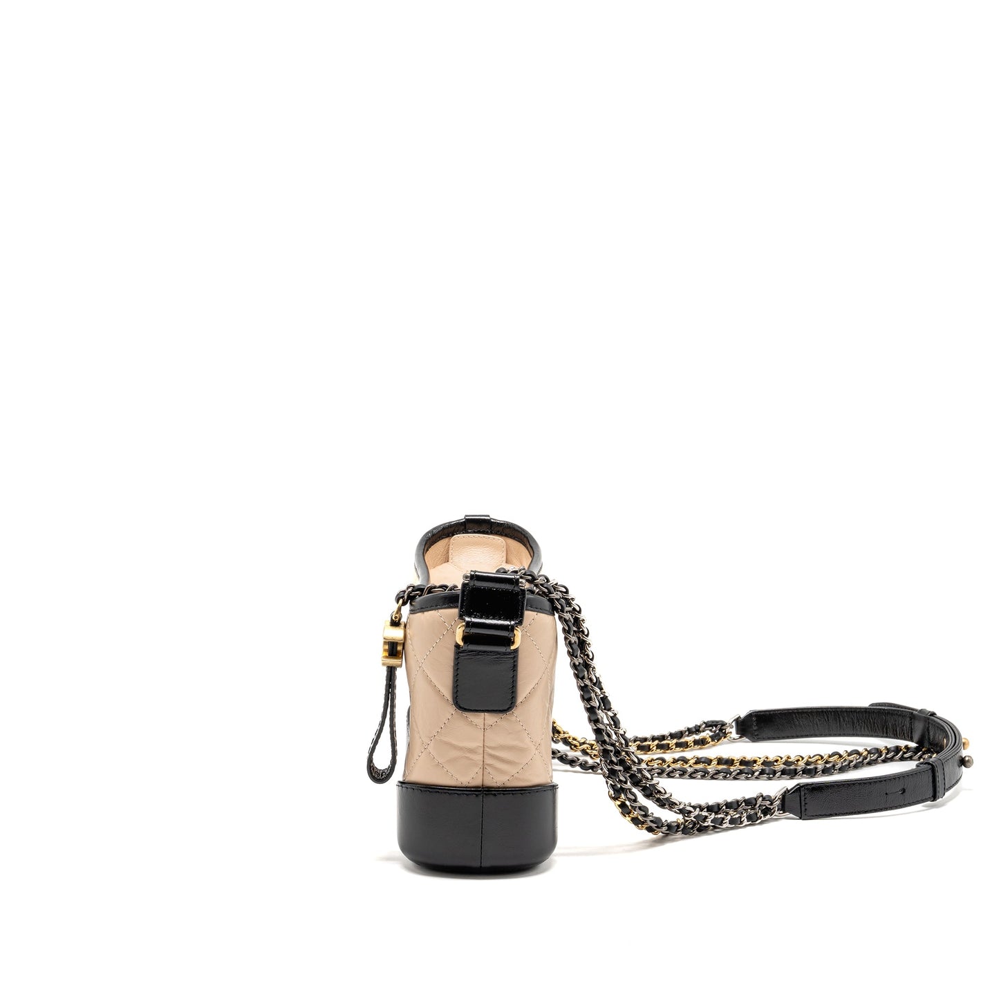 Chanel Small Gabrielle hobo bag aged calfskin beige/black multicolour hardware