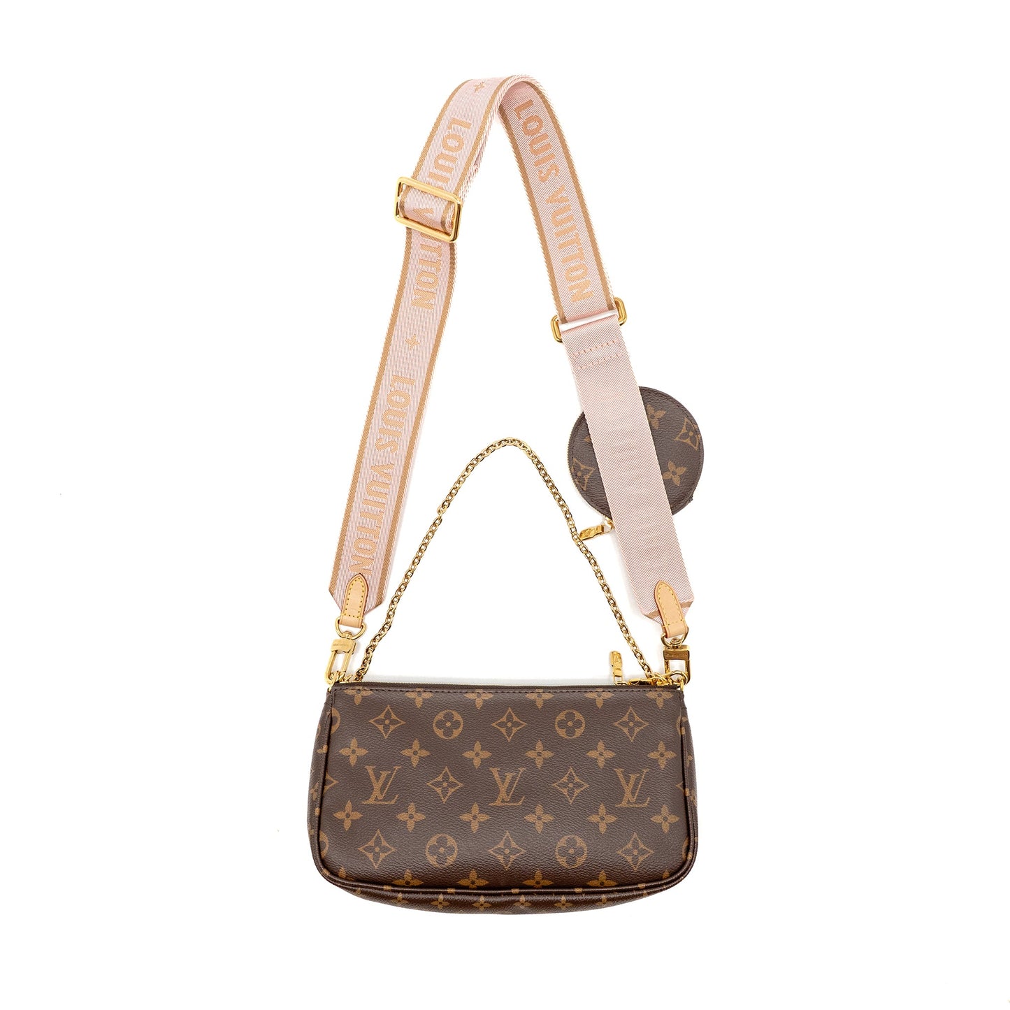 Louis Vuitton Multi Pochette Accessories Rose Clair Strap Monogram Canvas