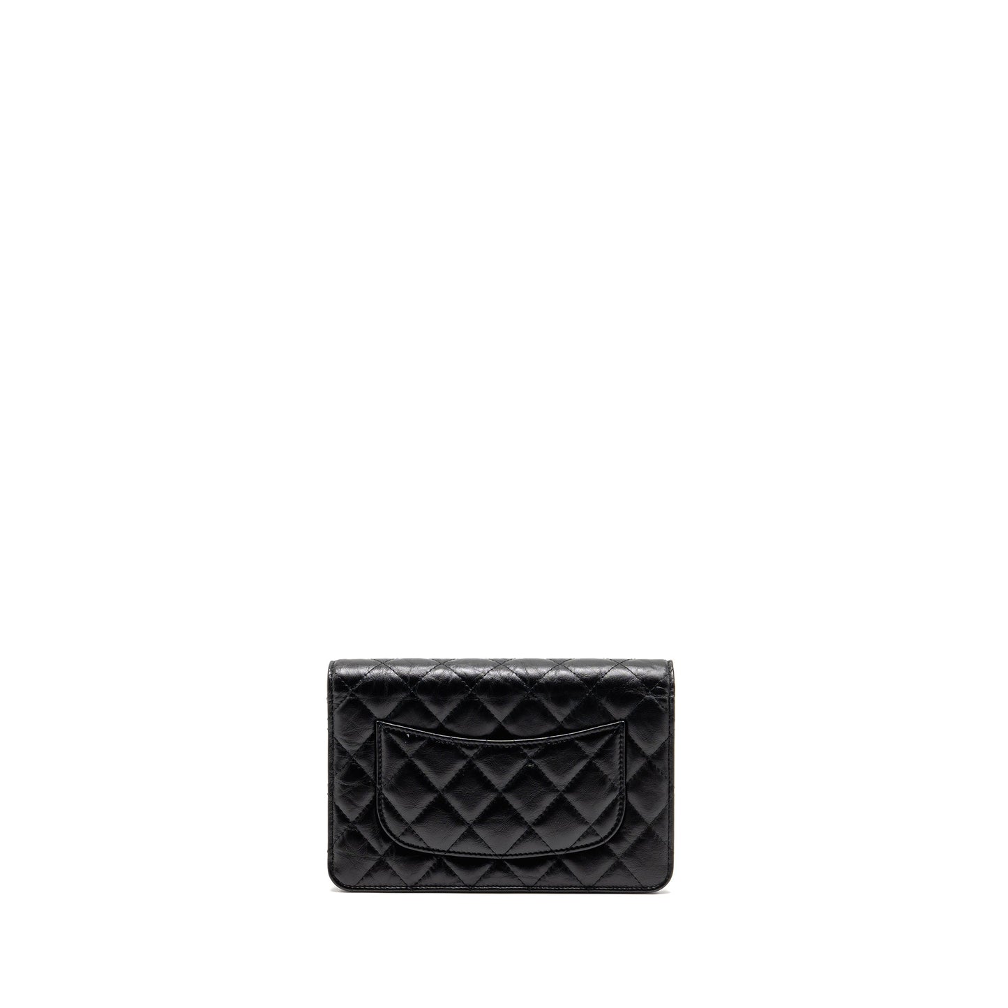 Chanel 2.55 Wallet On Chain Aged Calfskin Black Brushed GHW (microchip)