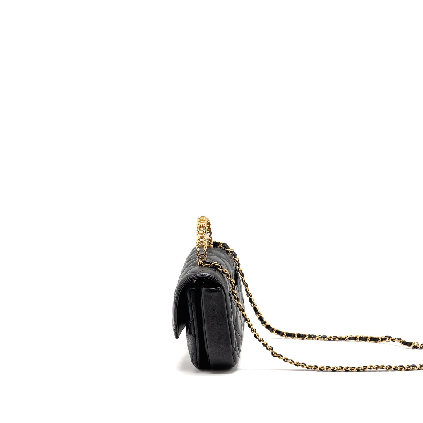 Chanel 24S CC Logo Top Handle Flap Bag with Chain Lambskin Black GHW (Microchip)