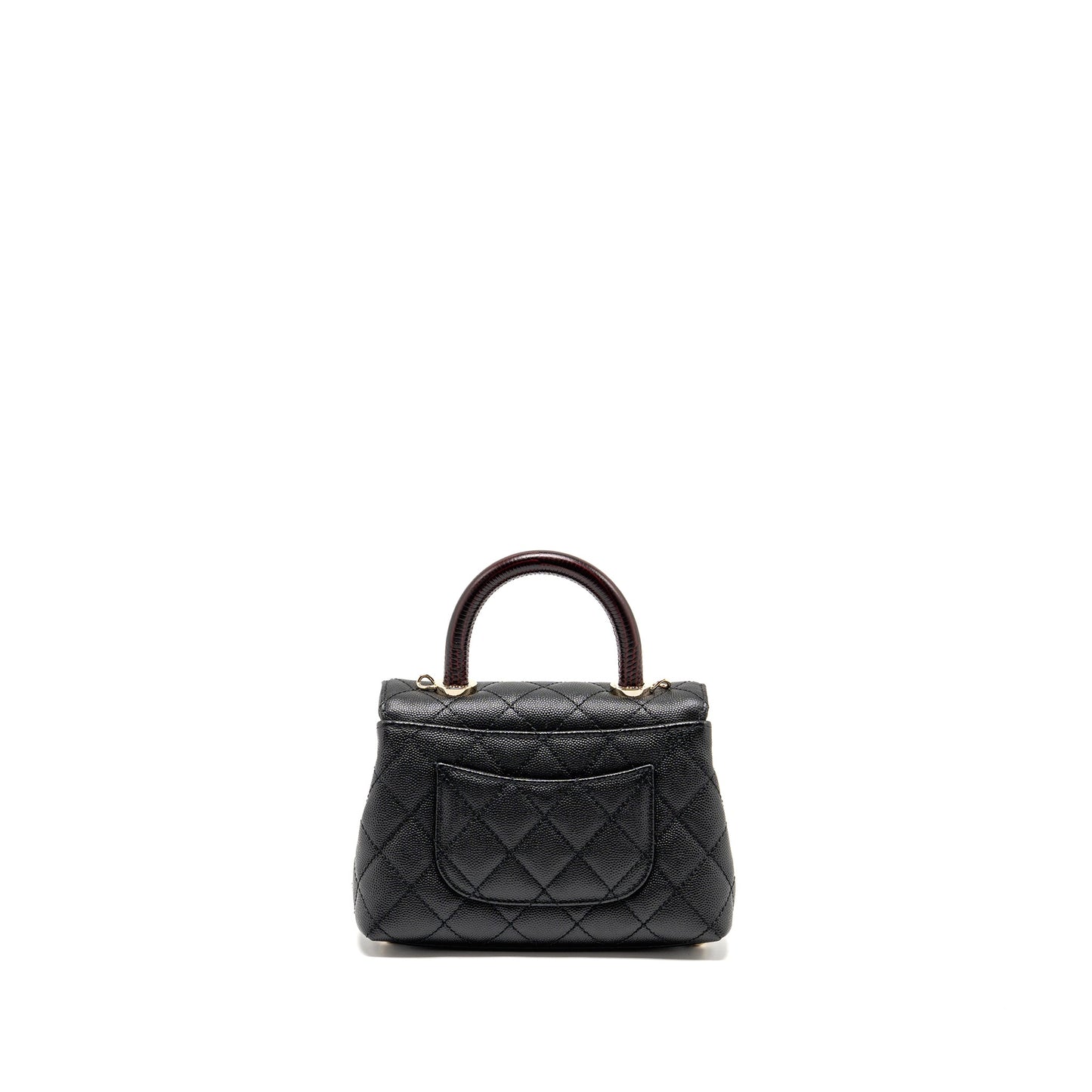Chanel Mini Coco handle caviar black / burgundy handle LGHW (microchip)