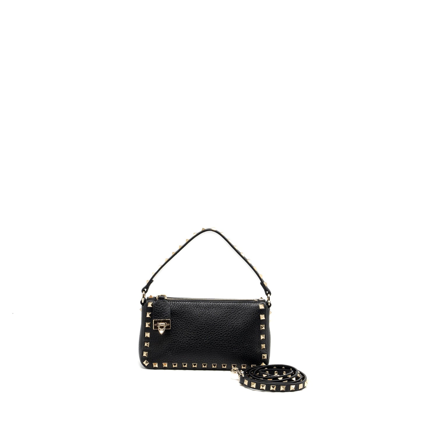 Valentino Rockstud Small Top Handle Mini Purse Calfskin Black