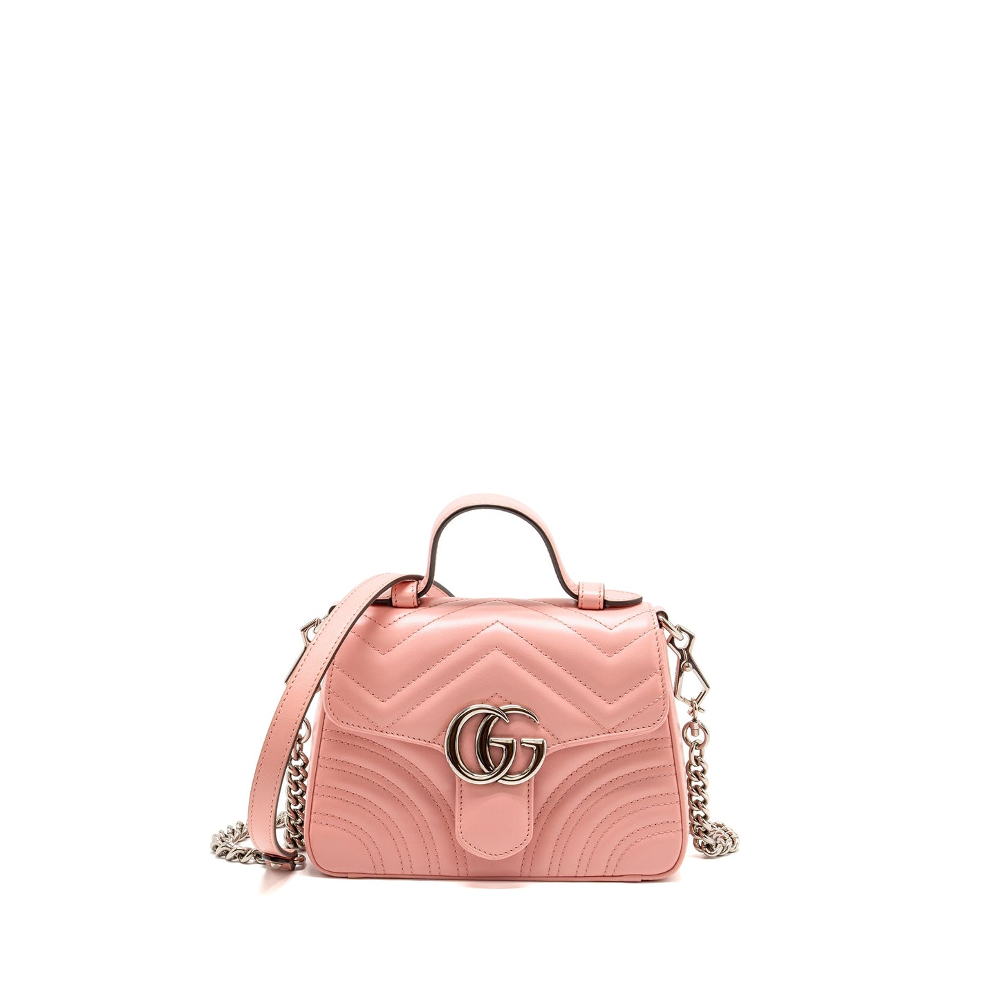 Gucci Marmont Mini Top Handle Purse Calfskin Pink