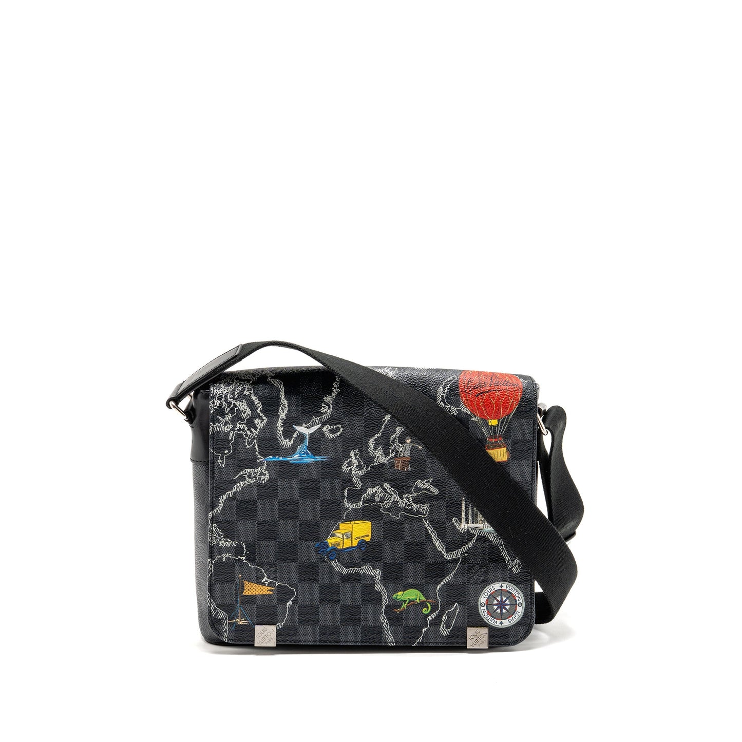 Louis Vuitton World Map District Messenger Purse Damier Graphite Canvas
