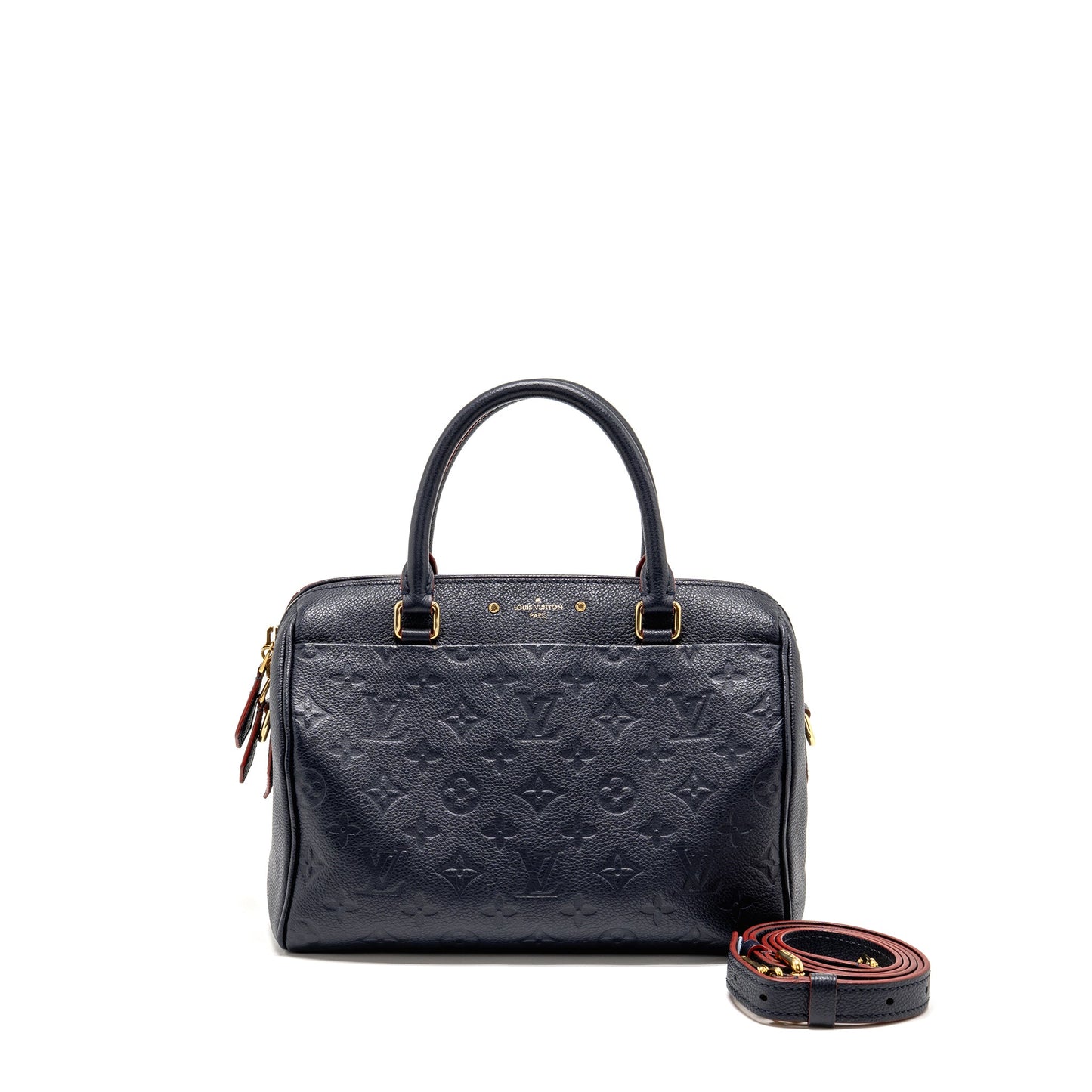 Louis Vuitton Speedy 25 Bandouliere Monogram Empreinte Navy / Red