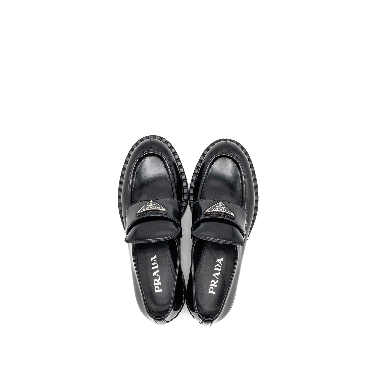 Prada Size 38 Loafers patent black