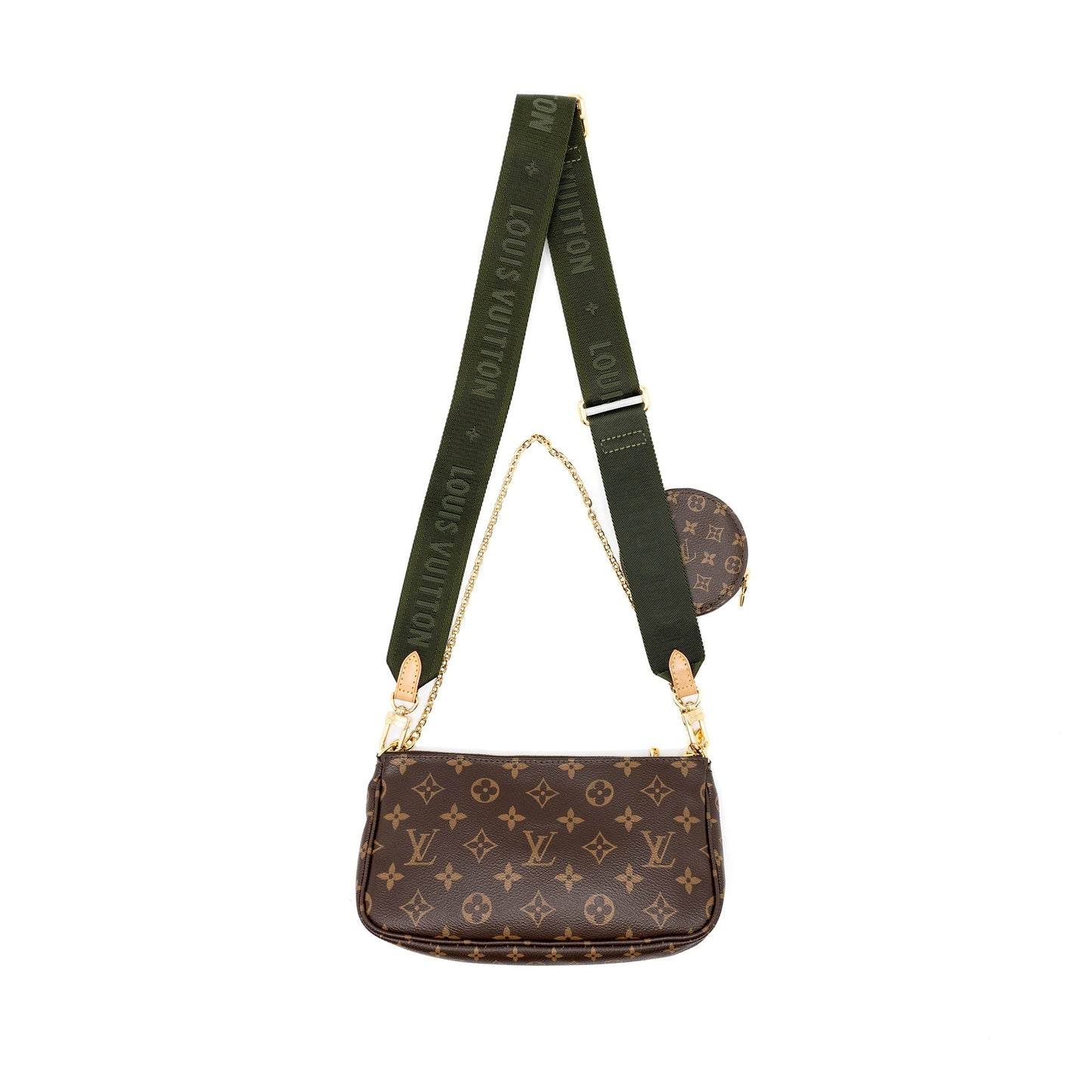 Louis Vuitton Multi Pochette Monogram Canvas with Khaki/Rose Clair Two Straps