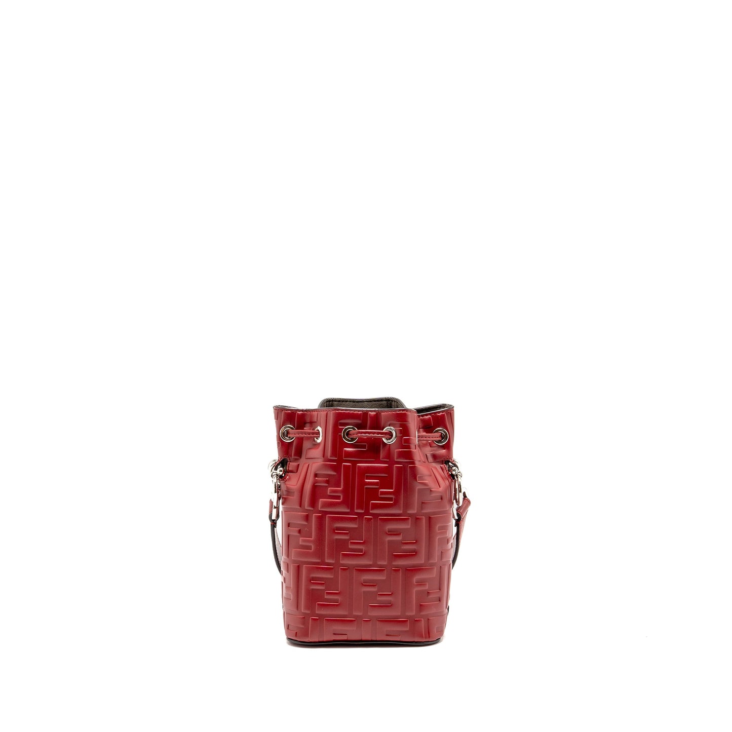 Fendi Mon Tresor Mini Bucket Purse Leather Red