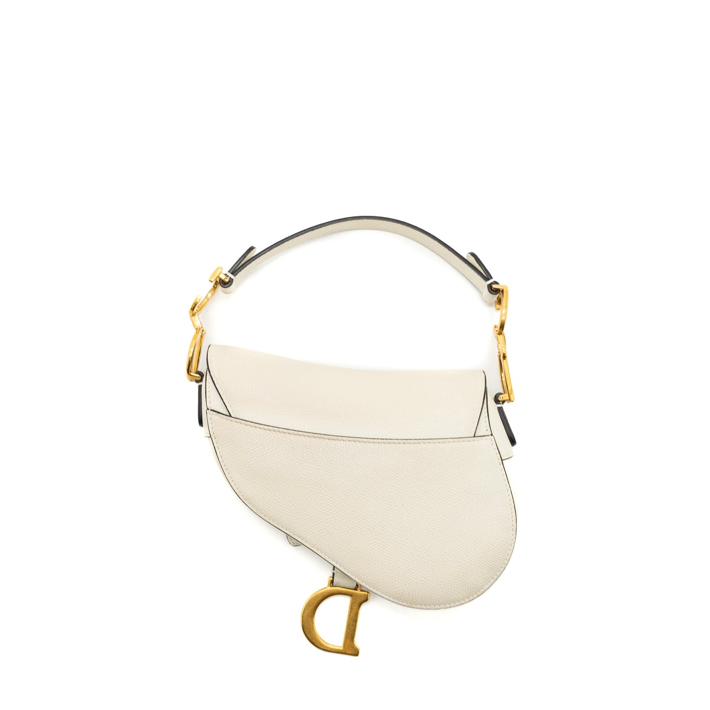 Dior Mini Saddle Purse Calfskin White Brushed