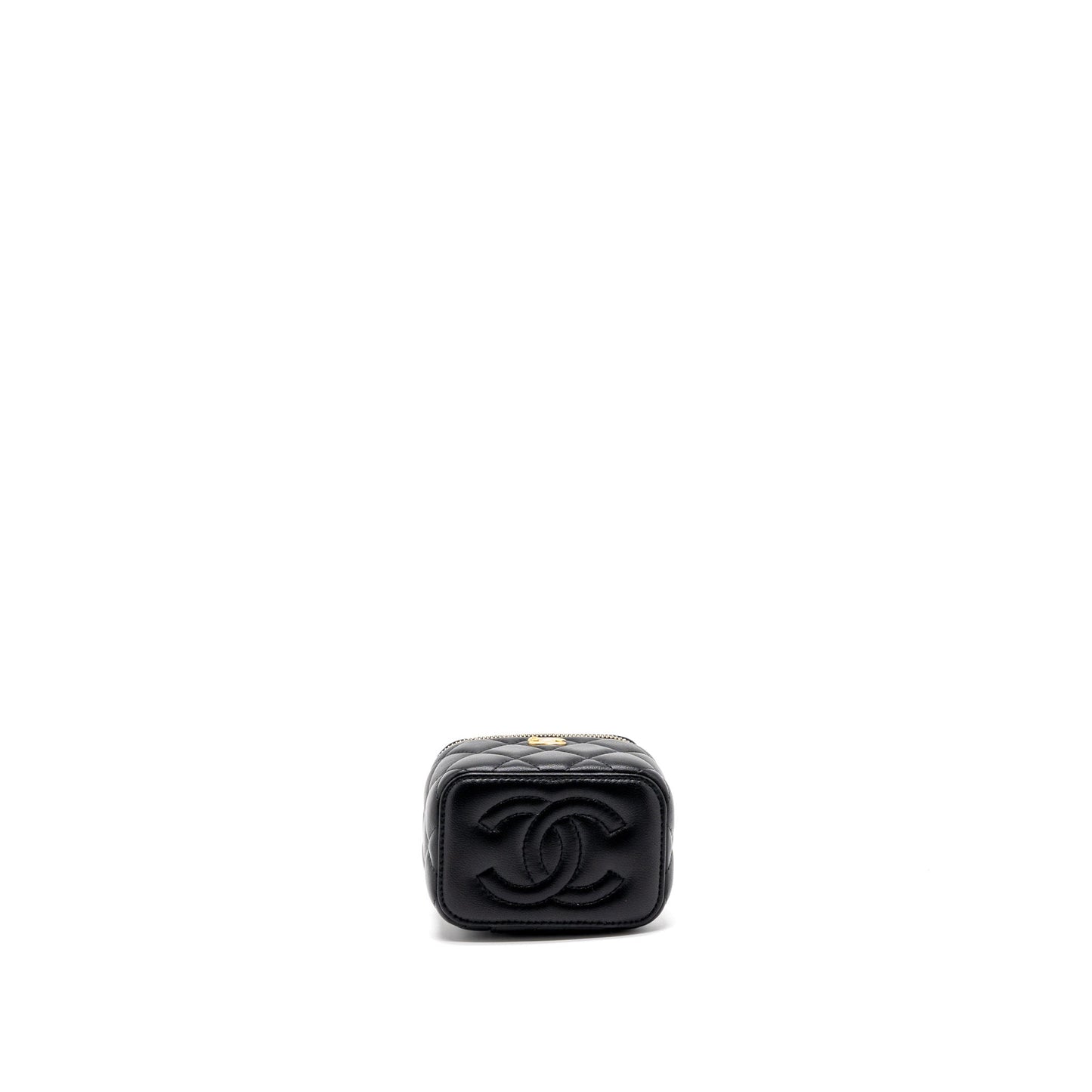 Chanel Pearl Crush Mini Vanity with Chain Lambskin Black Brushed GHW (Microchip)