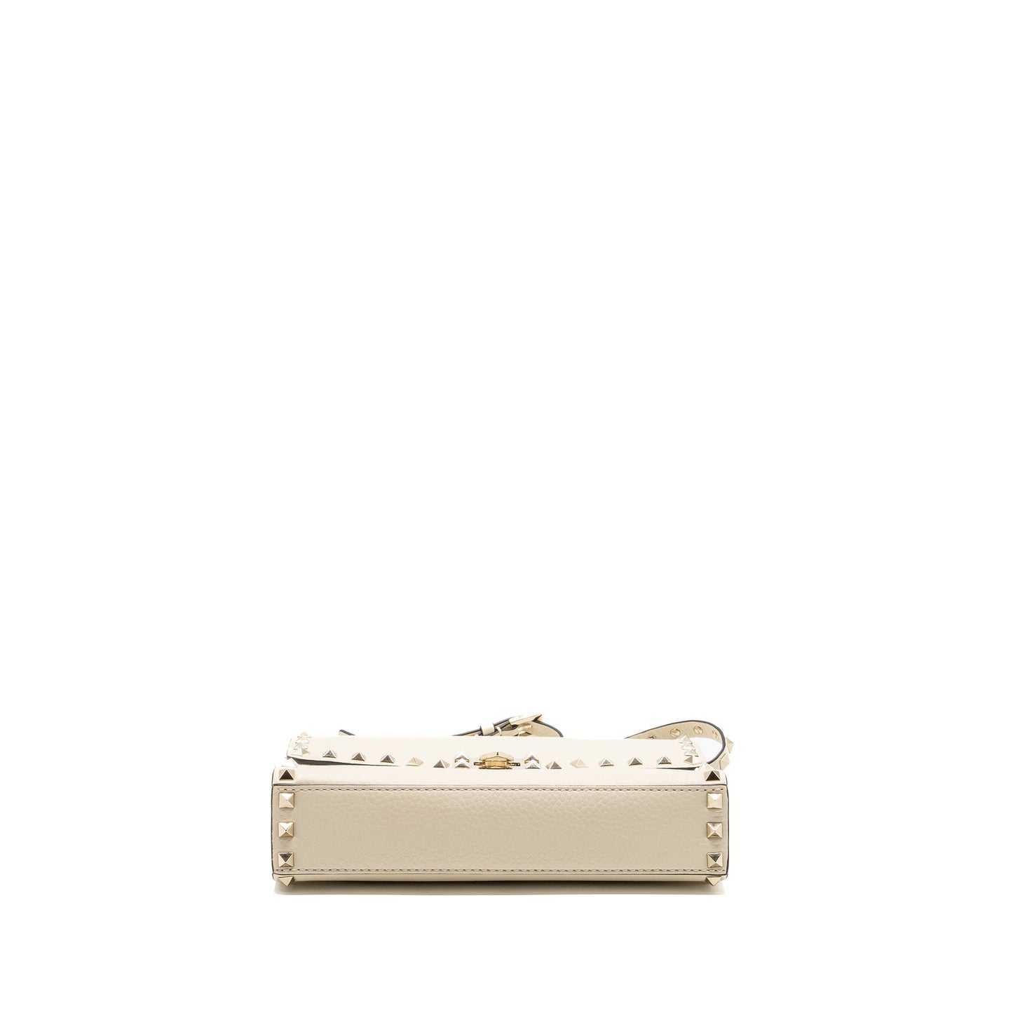 Valentino Small Rockstud Crossbody Purse Grained Calfskin Light Ivory