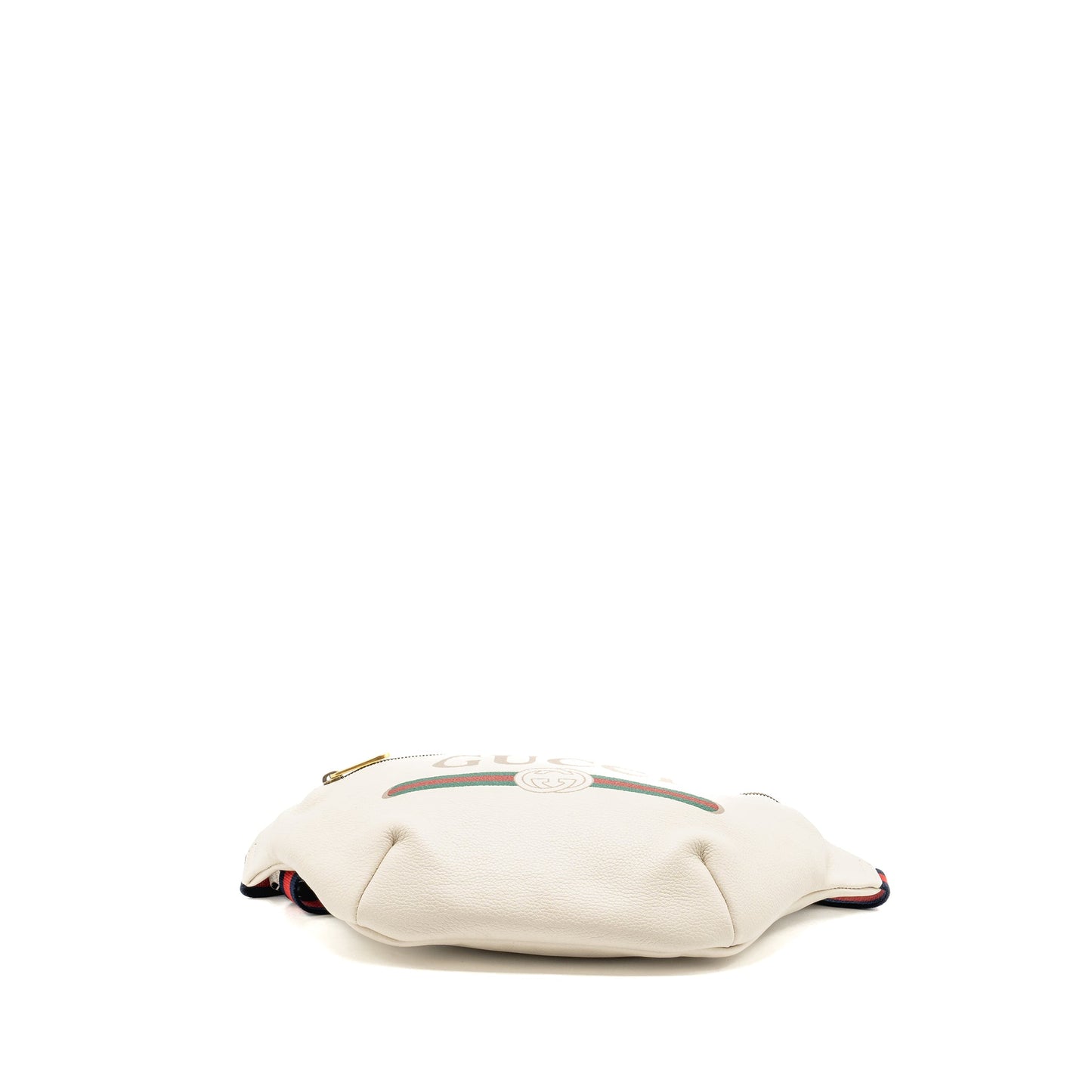 Gucci Logo Print Belt Purse Calfskin White