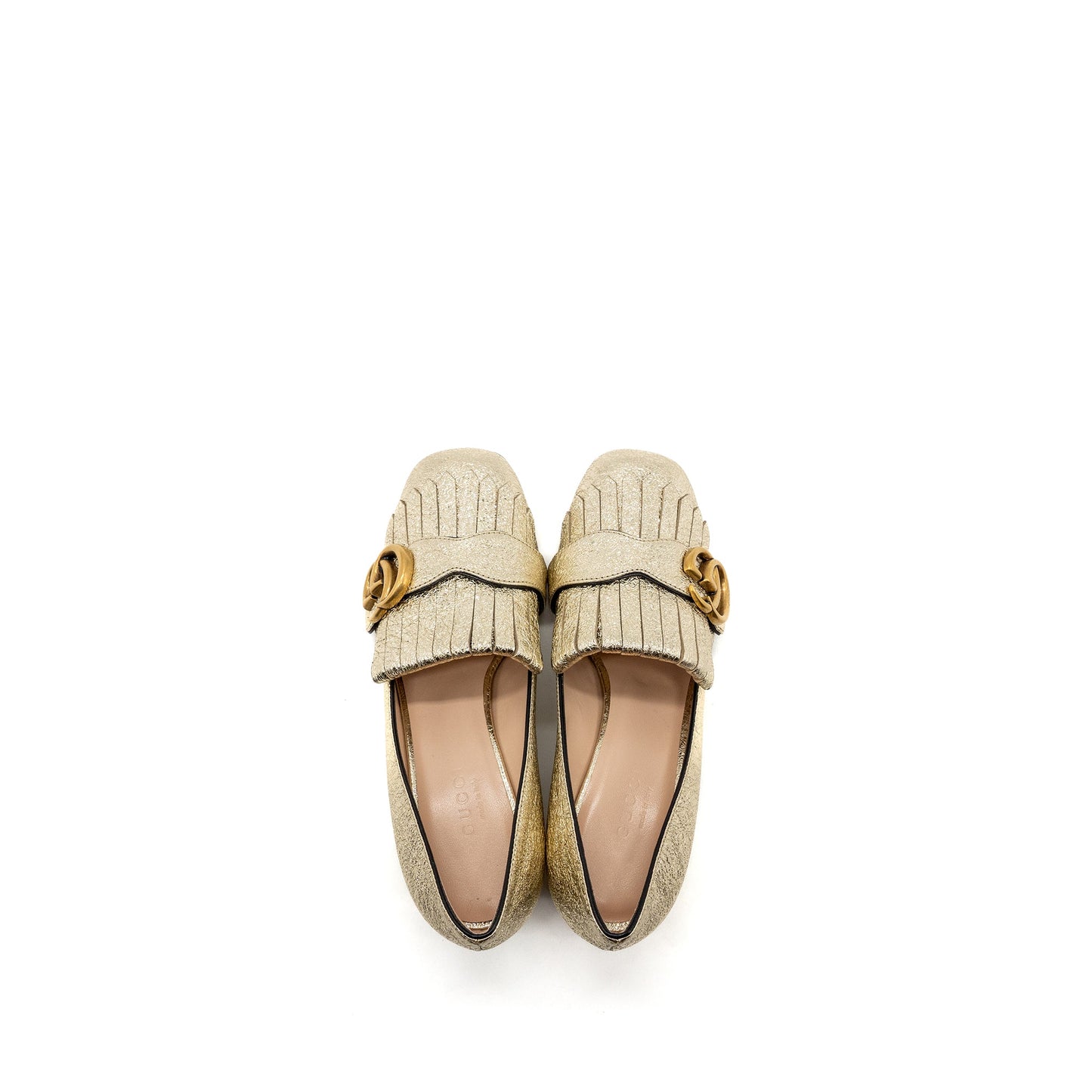 Gucci Size 34 Marmont Mid Heel Pump Gold