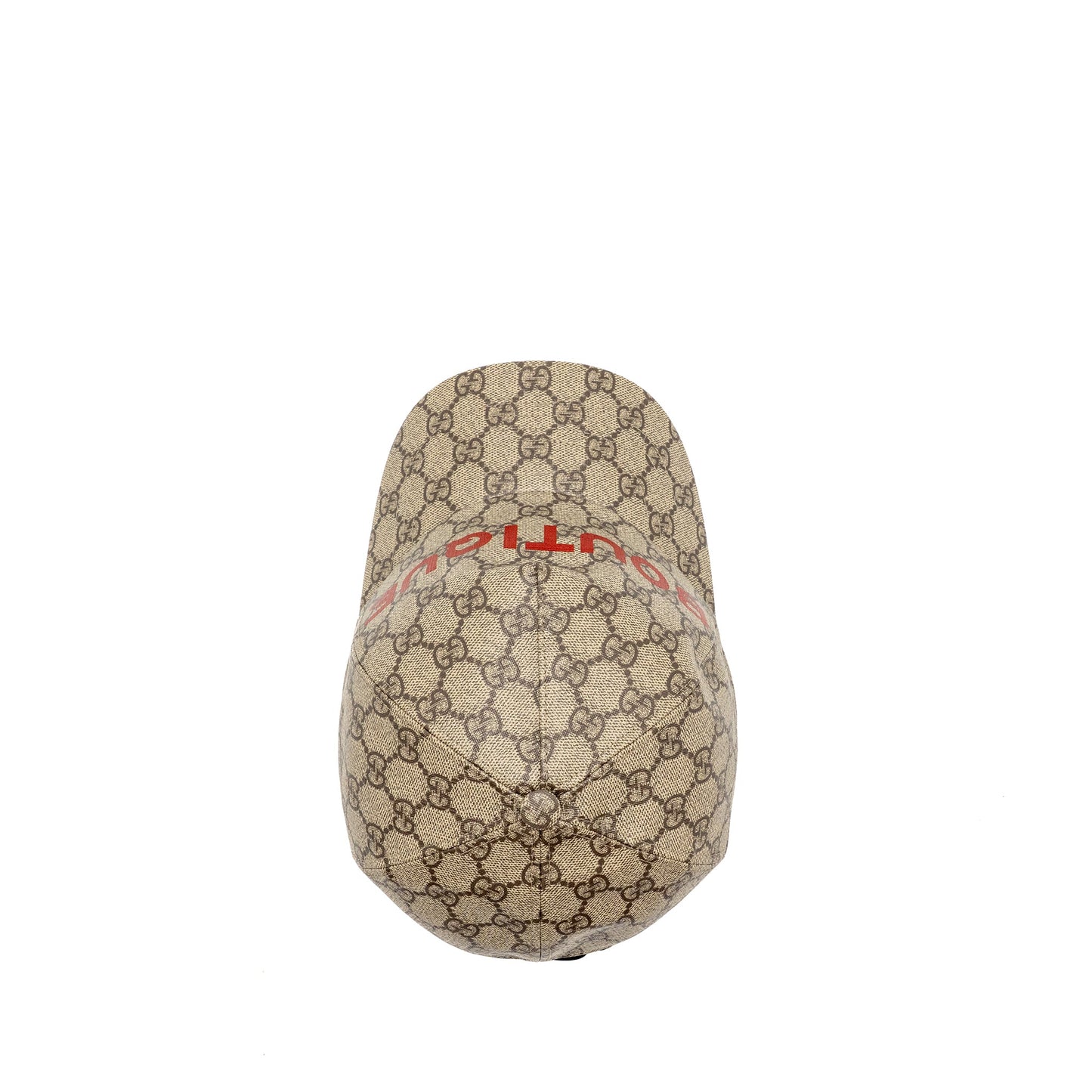 Gucci Size M Boutique Baseball Hat Monogram Canvas Beige/Red