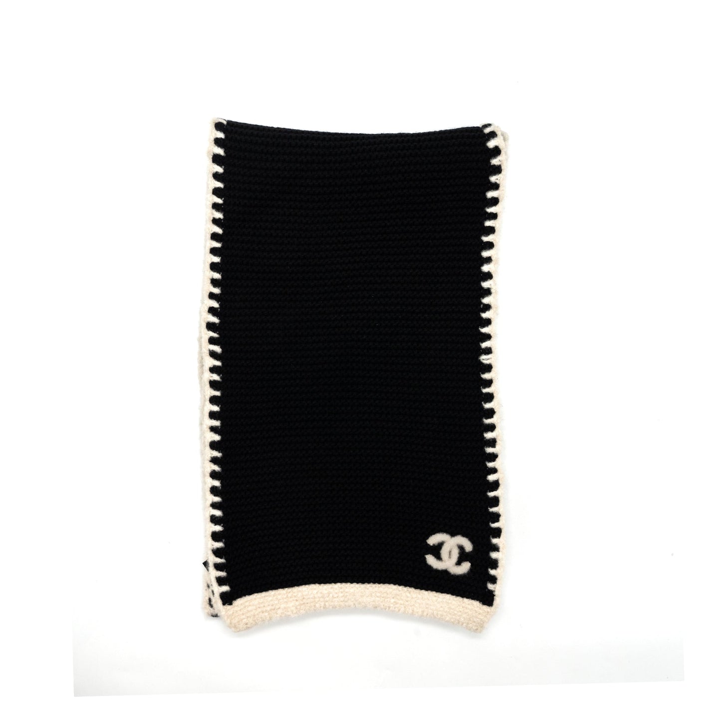 Chanel 23A Cashmere Scarf Black/White