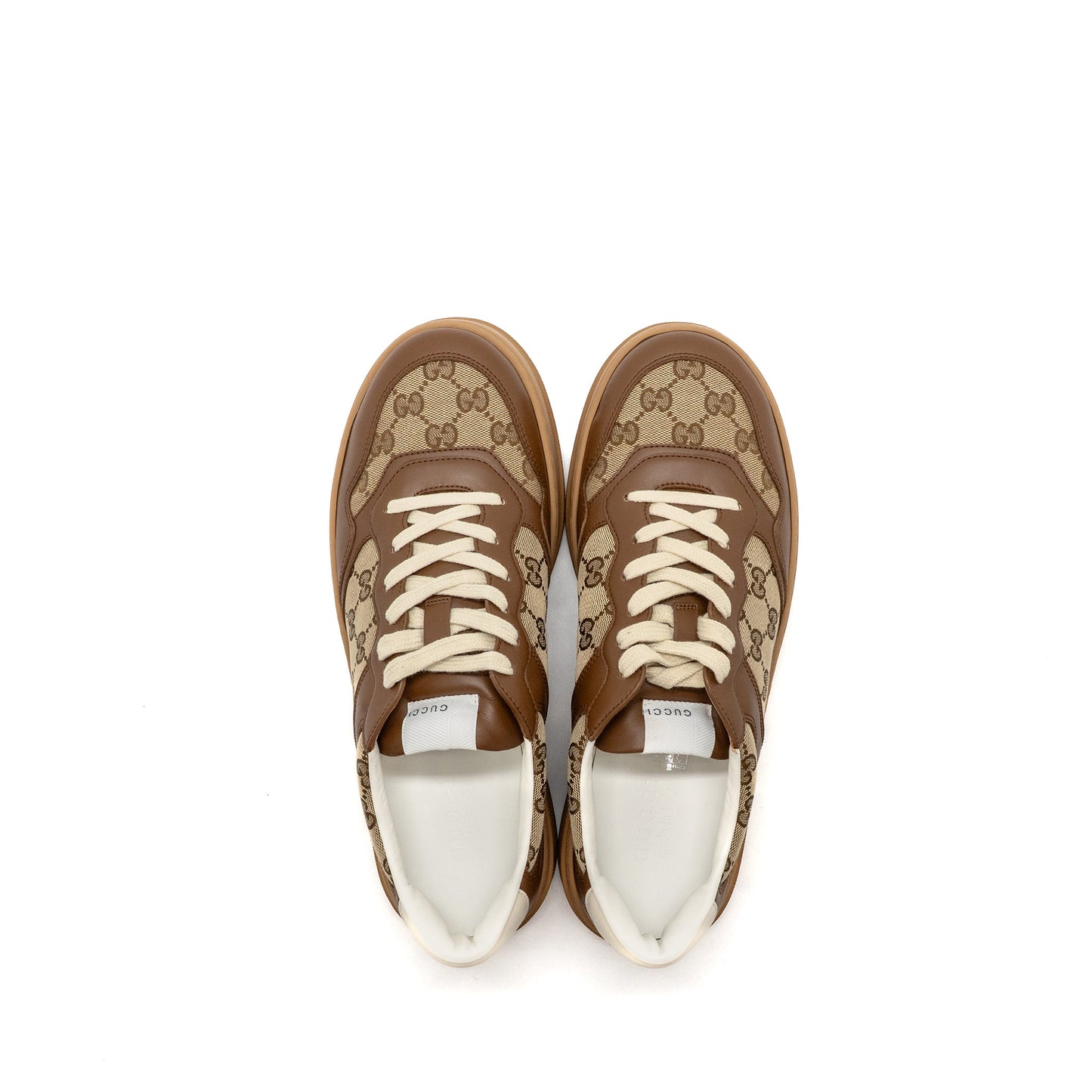Gucci Size 10.5 Sneaker Supreme Canvas/Leather Brown