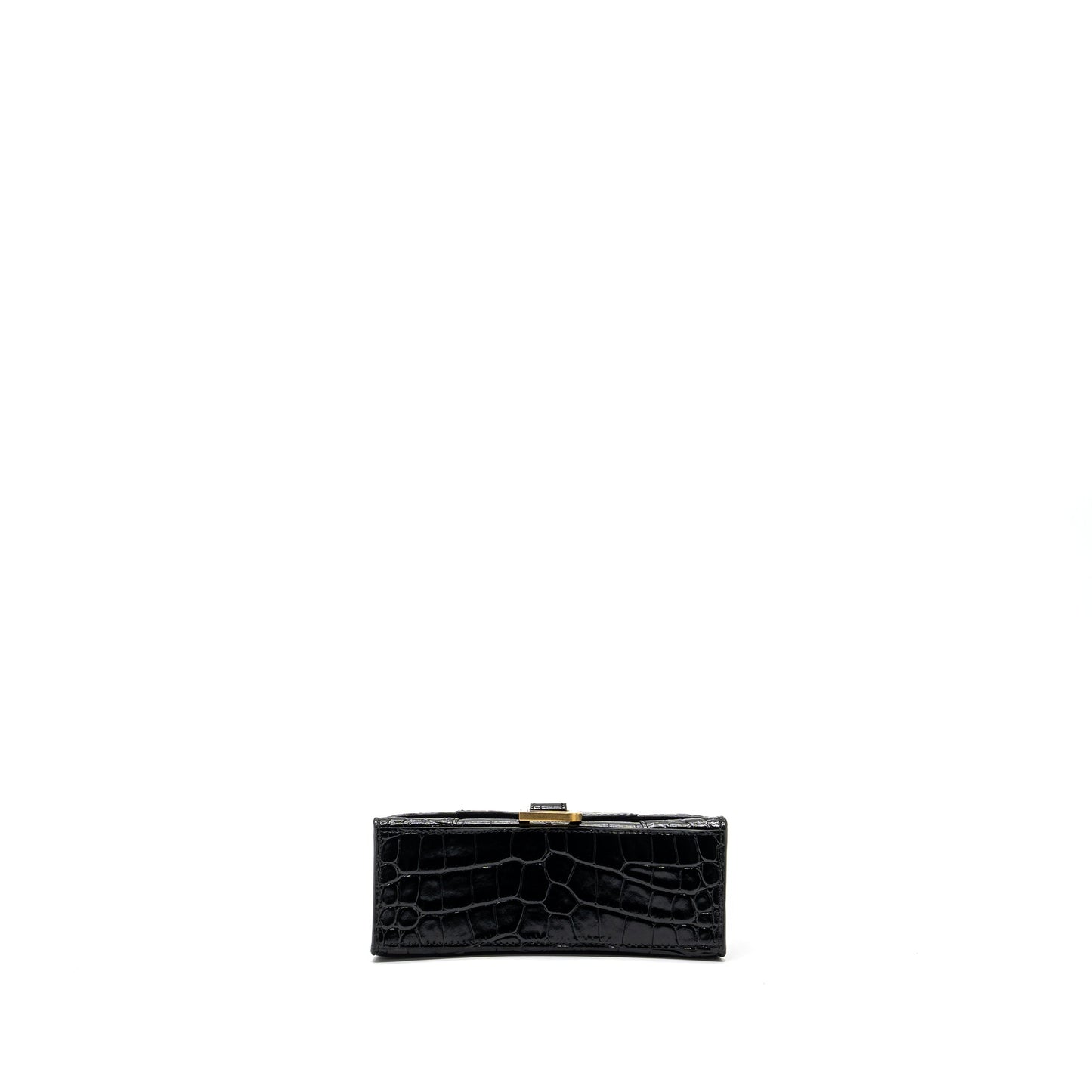 Balenciaga Hourglass Handbag Crocodile Embossed Black
