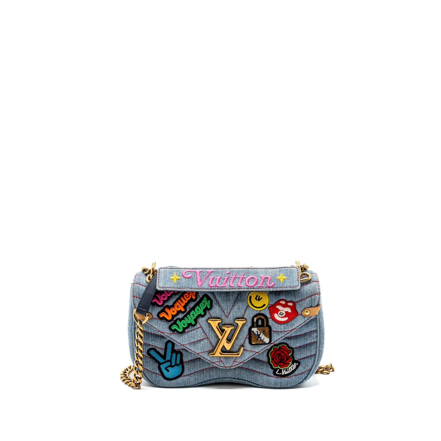 Louis Vuitton new wave flap chain Purse limited edition denim blue/ multicolor