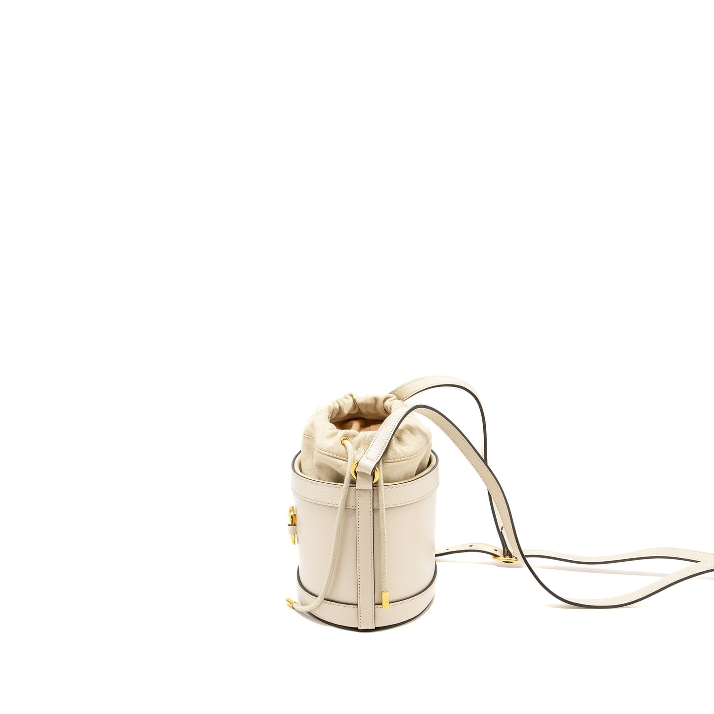 Gucci 1955 Horsebit Bucket Tote Purse Calfskin White